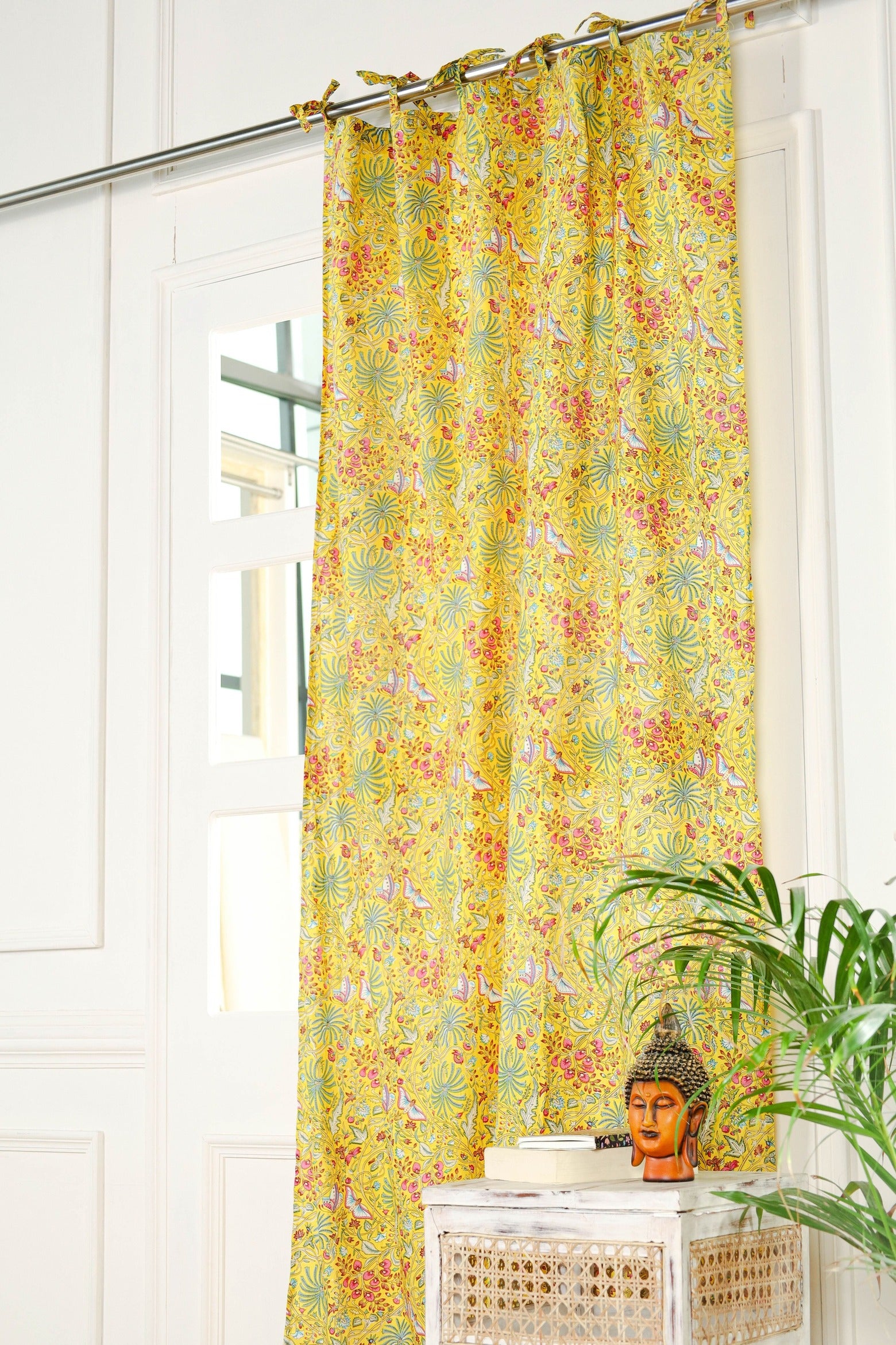 Multicolored Floral Printed Curtain 1 Panel Set