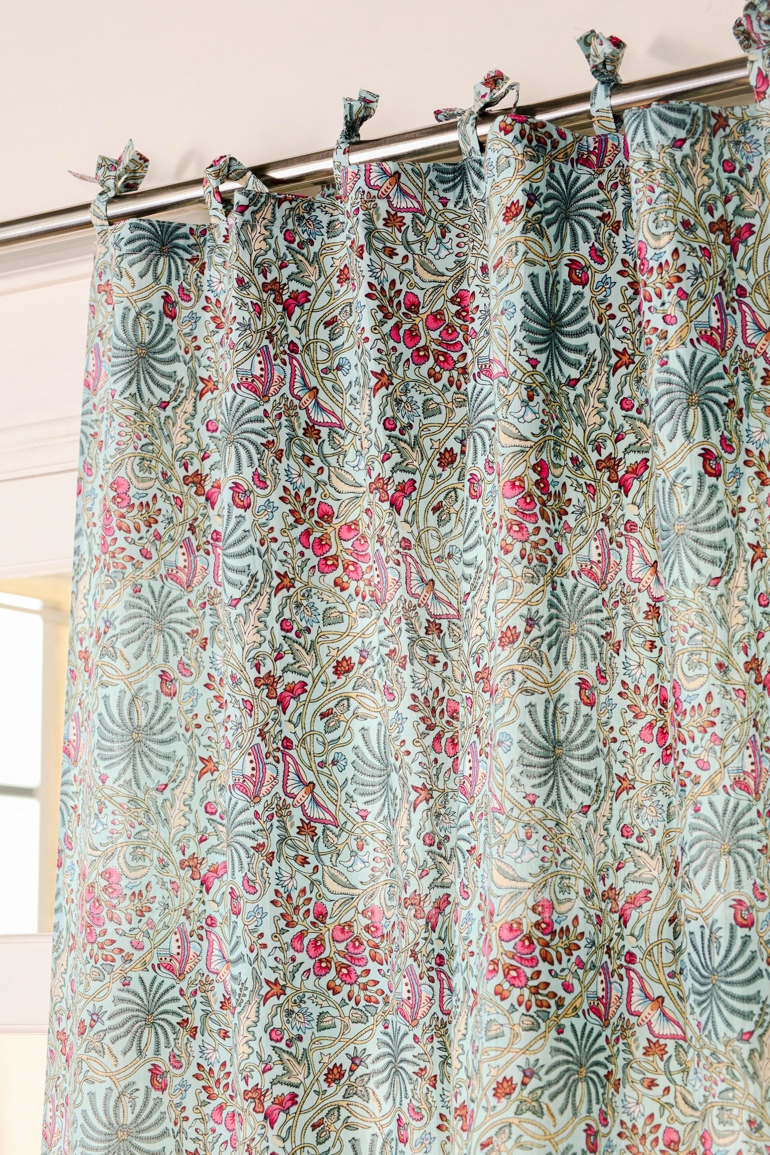 Beautiful Sheer Grey Floral Printed Curtain - 1 Panel Set