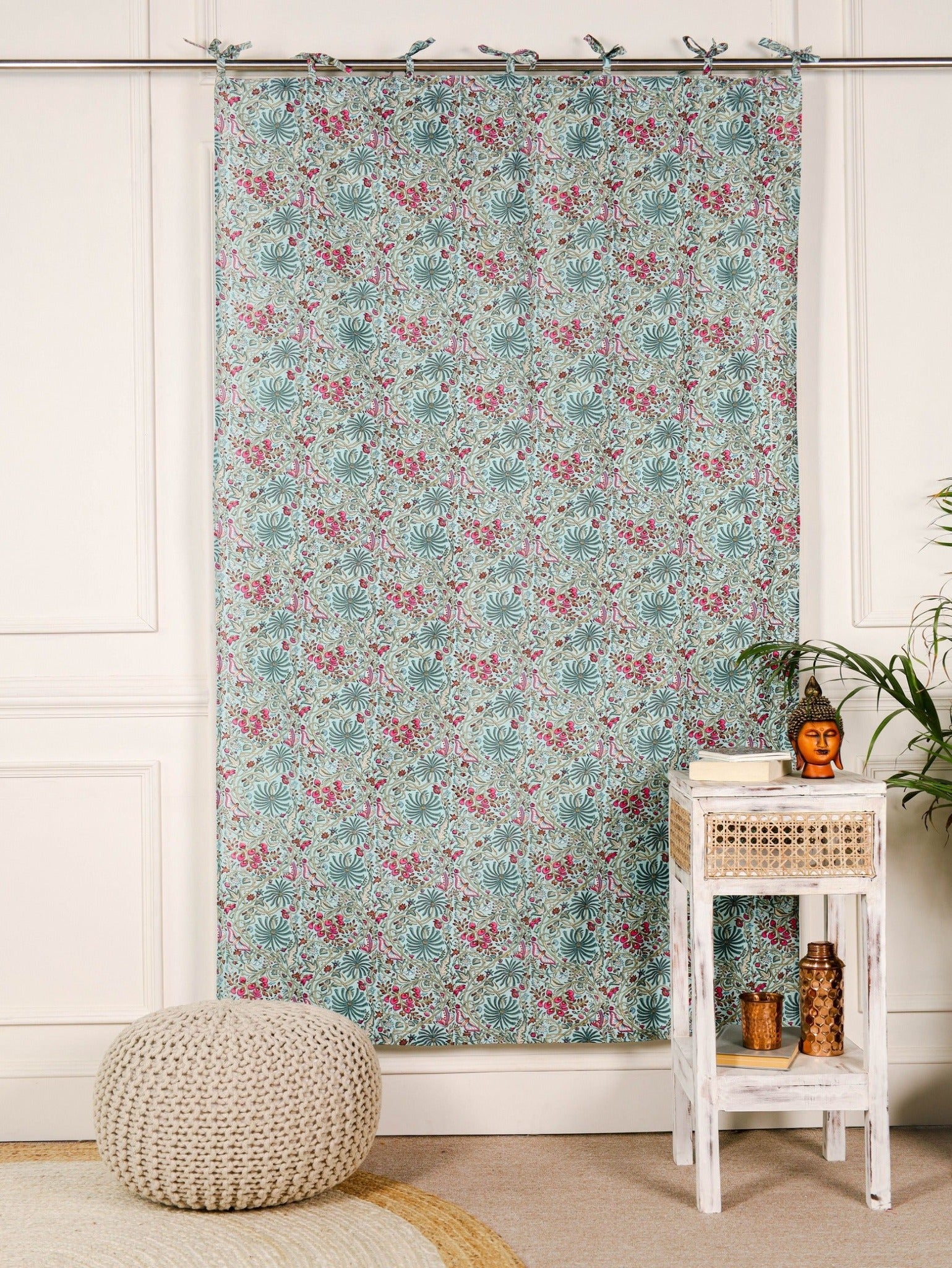 Beautiful Sheer Grey Floral Printed Curtain - 1 Panel Set