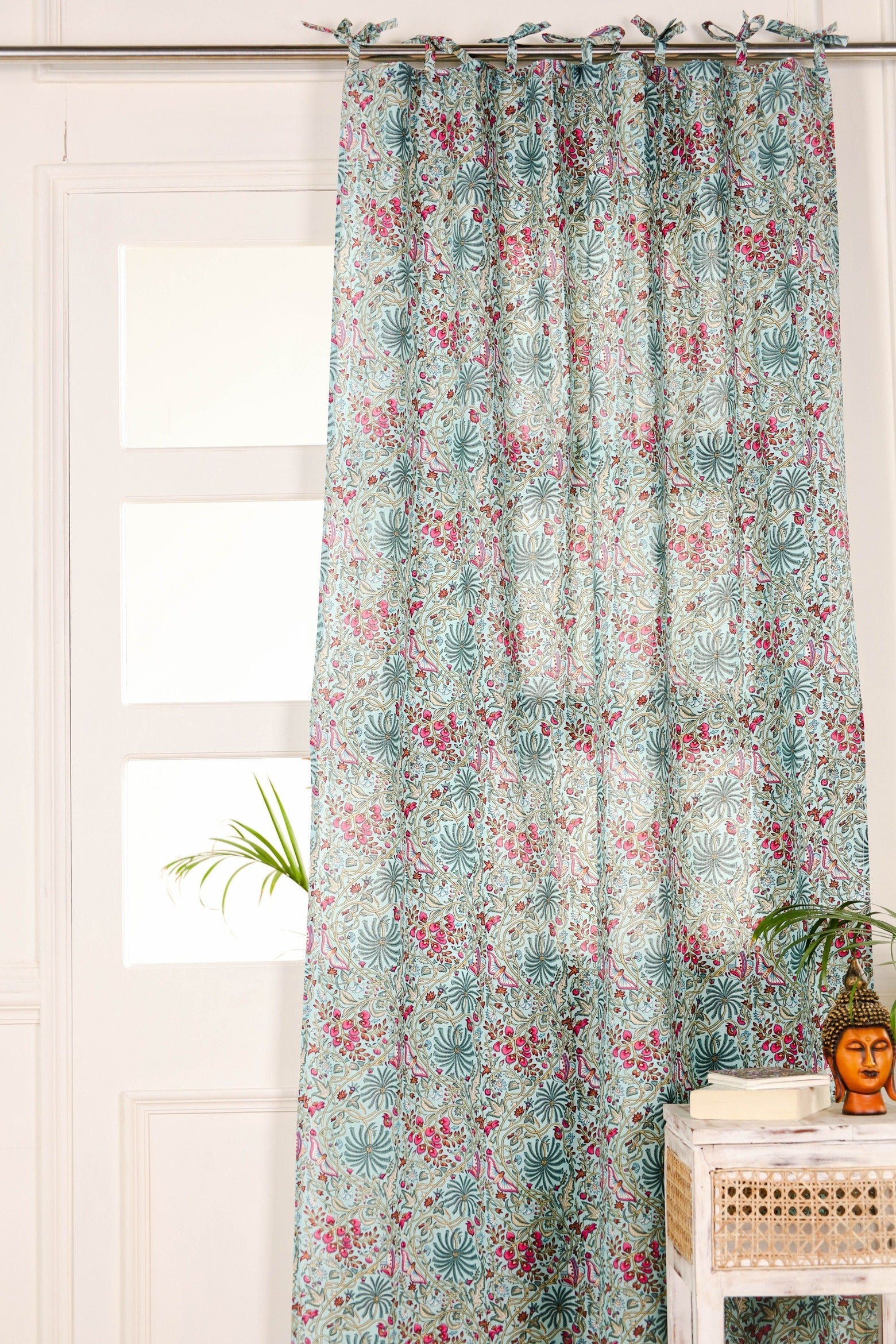 Beautiful Sheer Grey Floral Printed Curtain - 1 Panel Set