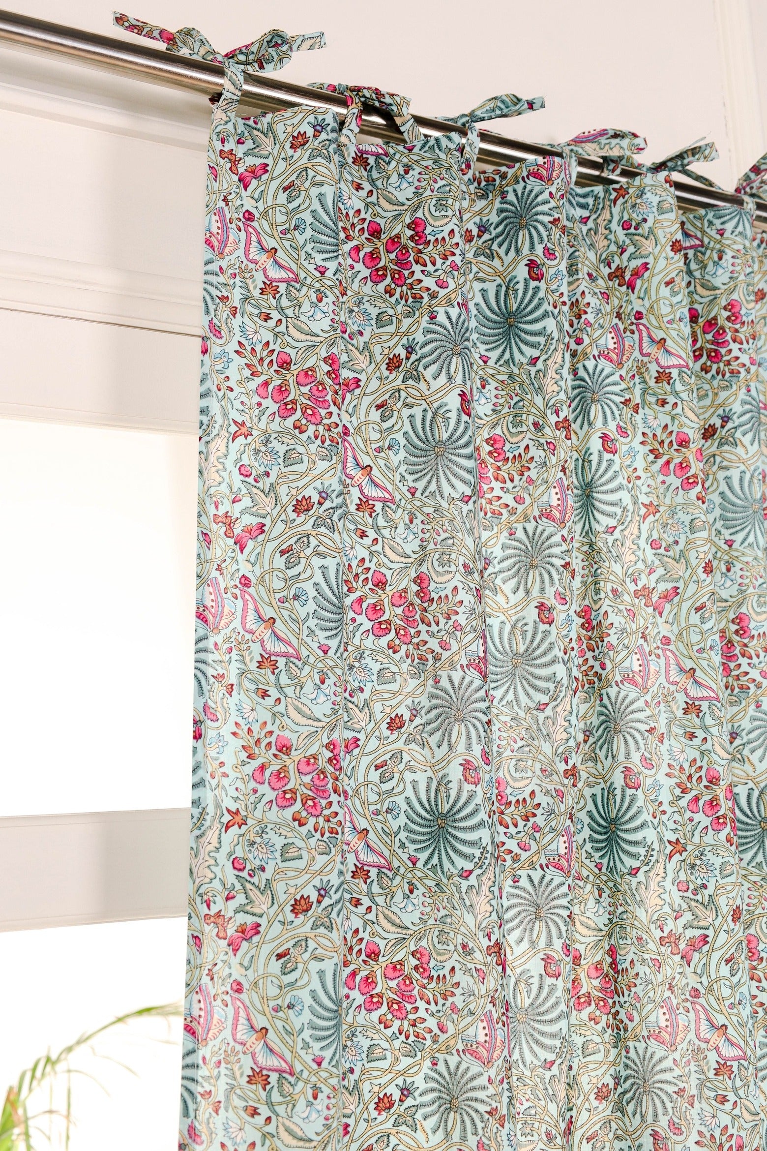 Beautiful Sheer Grey Floral Printed Curtain - 1 Panel Set