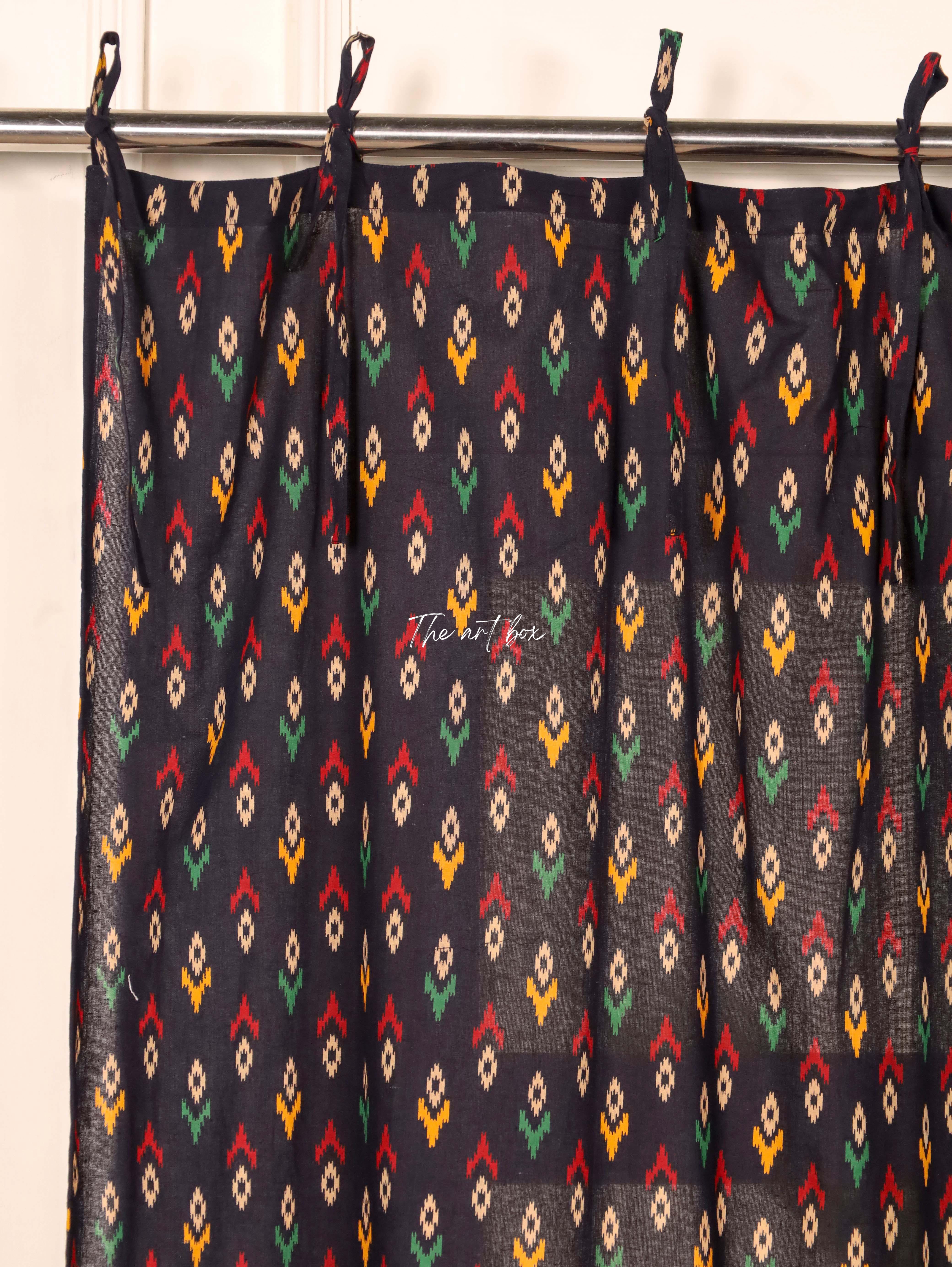 Black Floral Curtains - 1 Panel Set