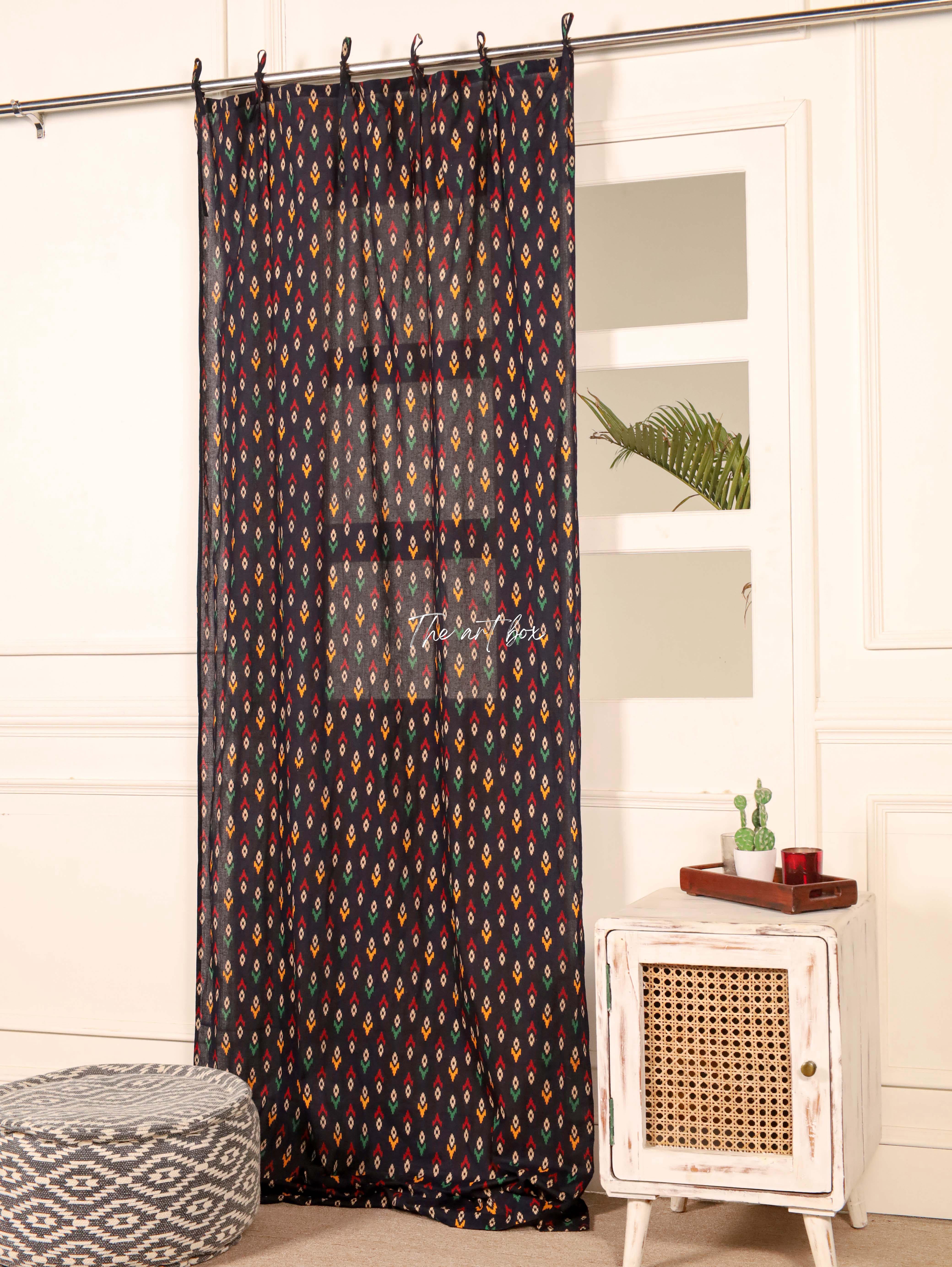 Black Floral Curtains - 1 Panel Set