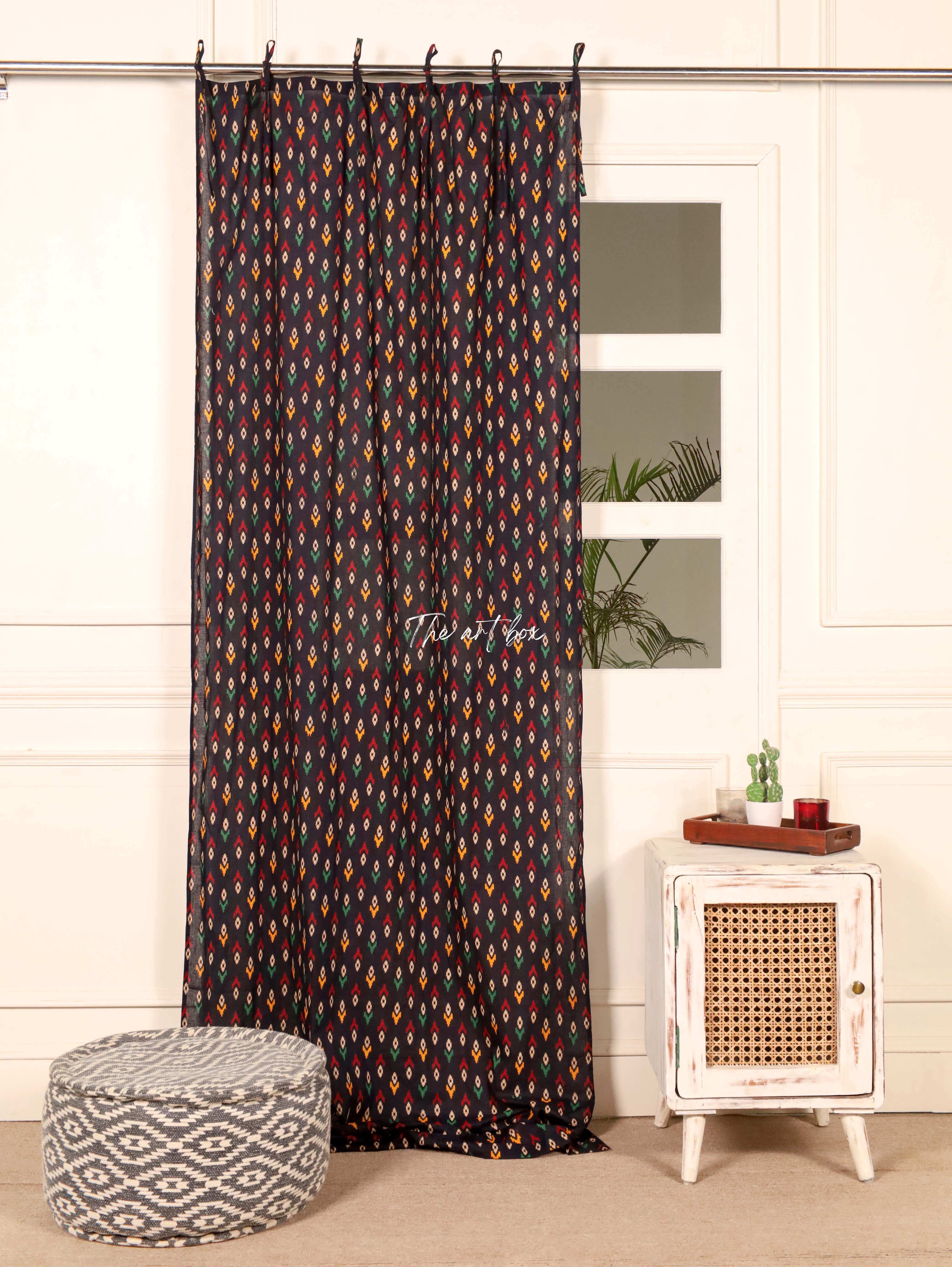 Black Floral Curtains - 1 Panel Set