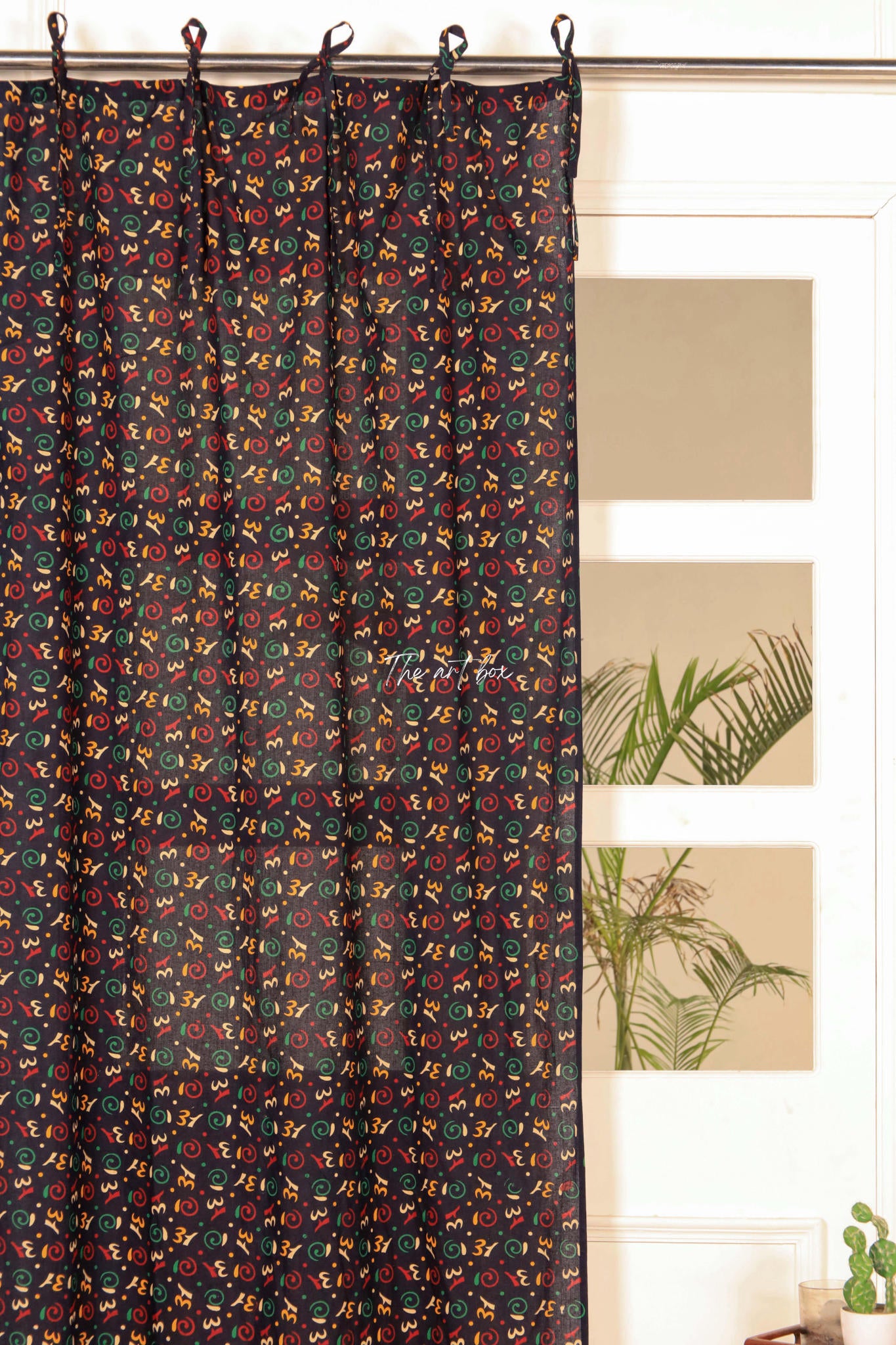 Black Floral Curtains - 1 Panel Set