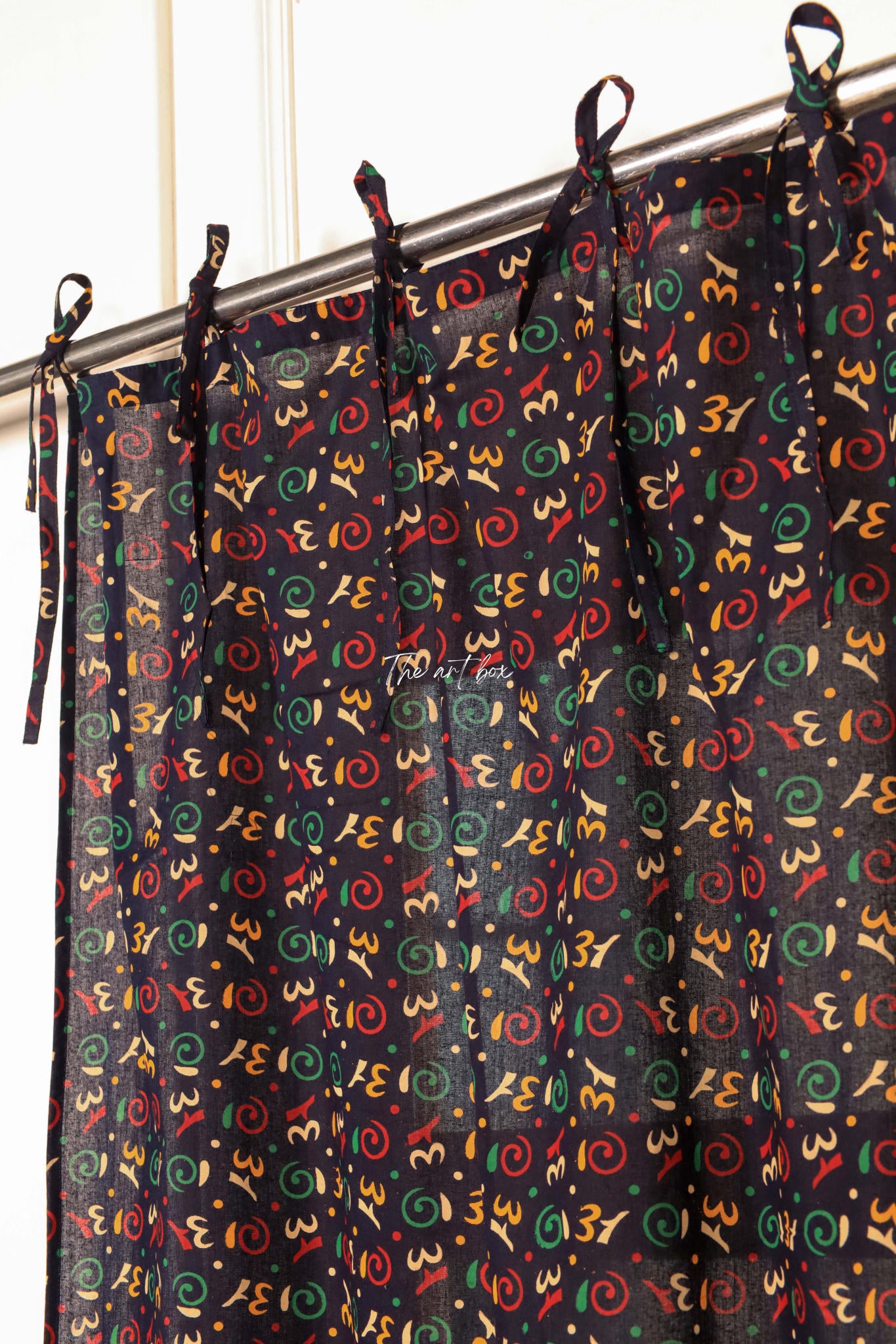 Black Floral Curtains - 1 Panel Set