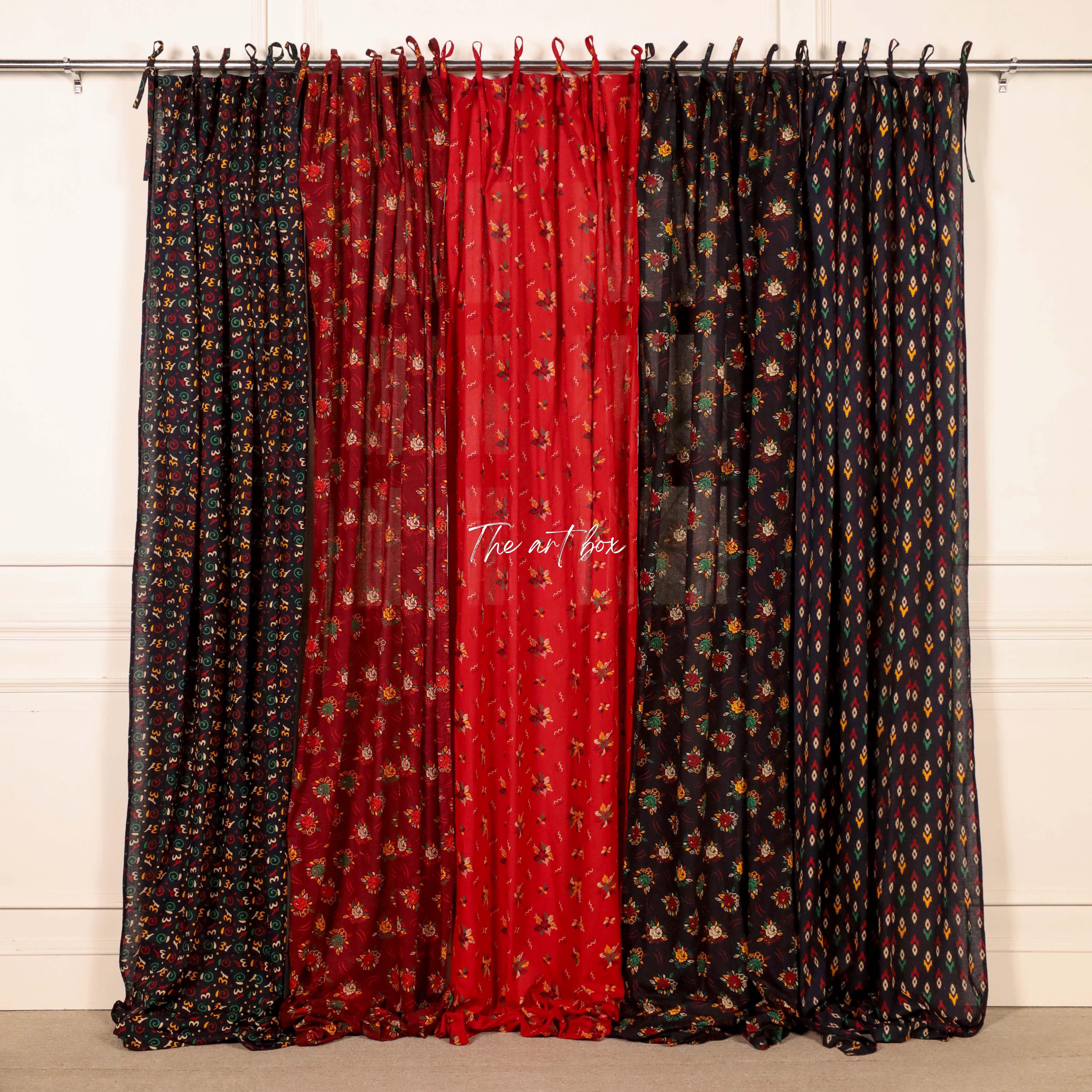 Black Floral Curtains - 1 Panel Set