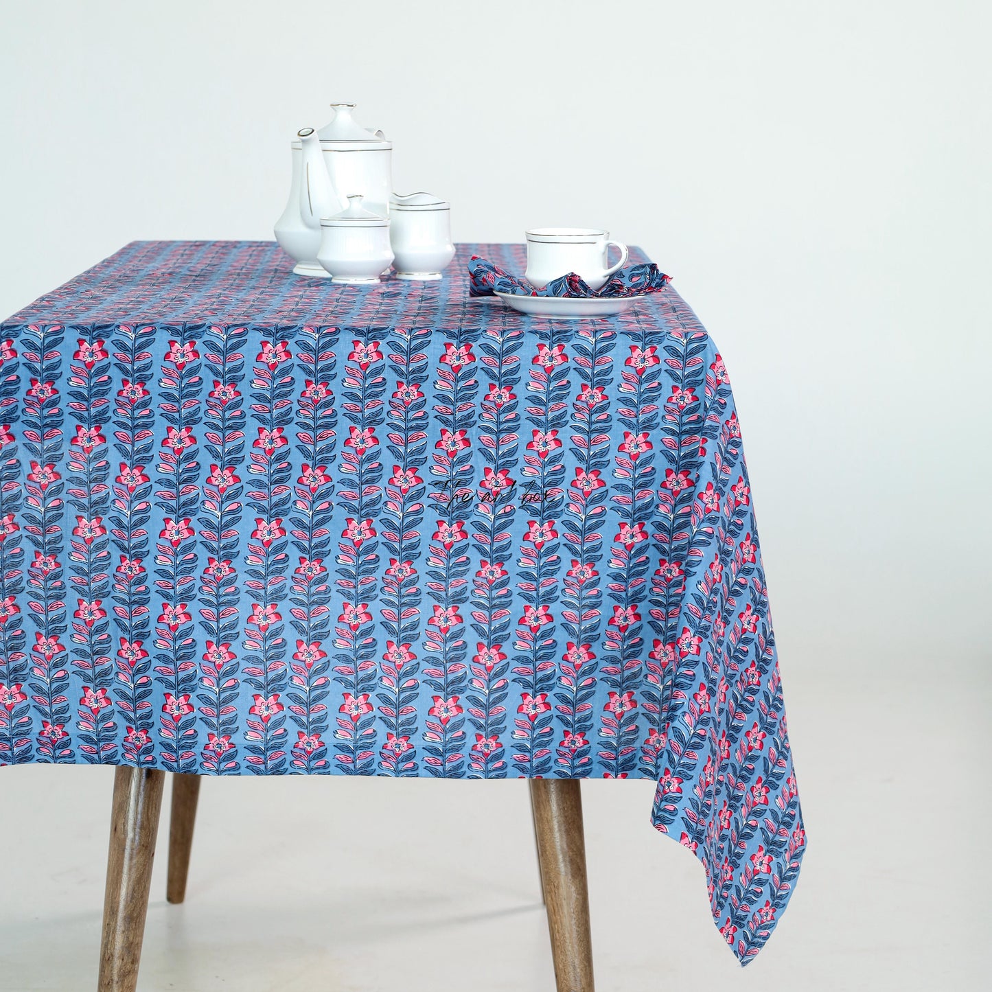 Blue Printed Cotton Table Cover