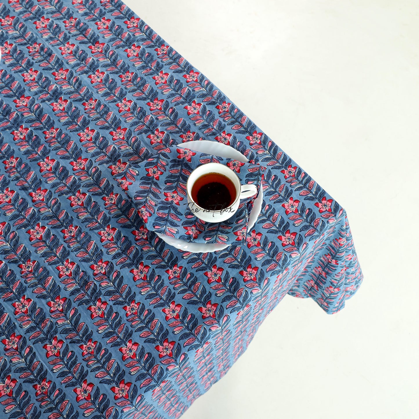 Blue Printed Cotton Table Cover