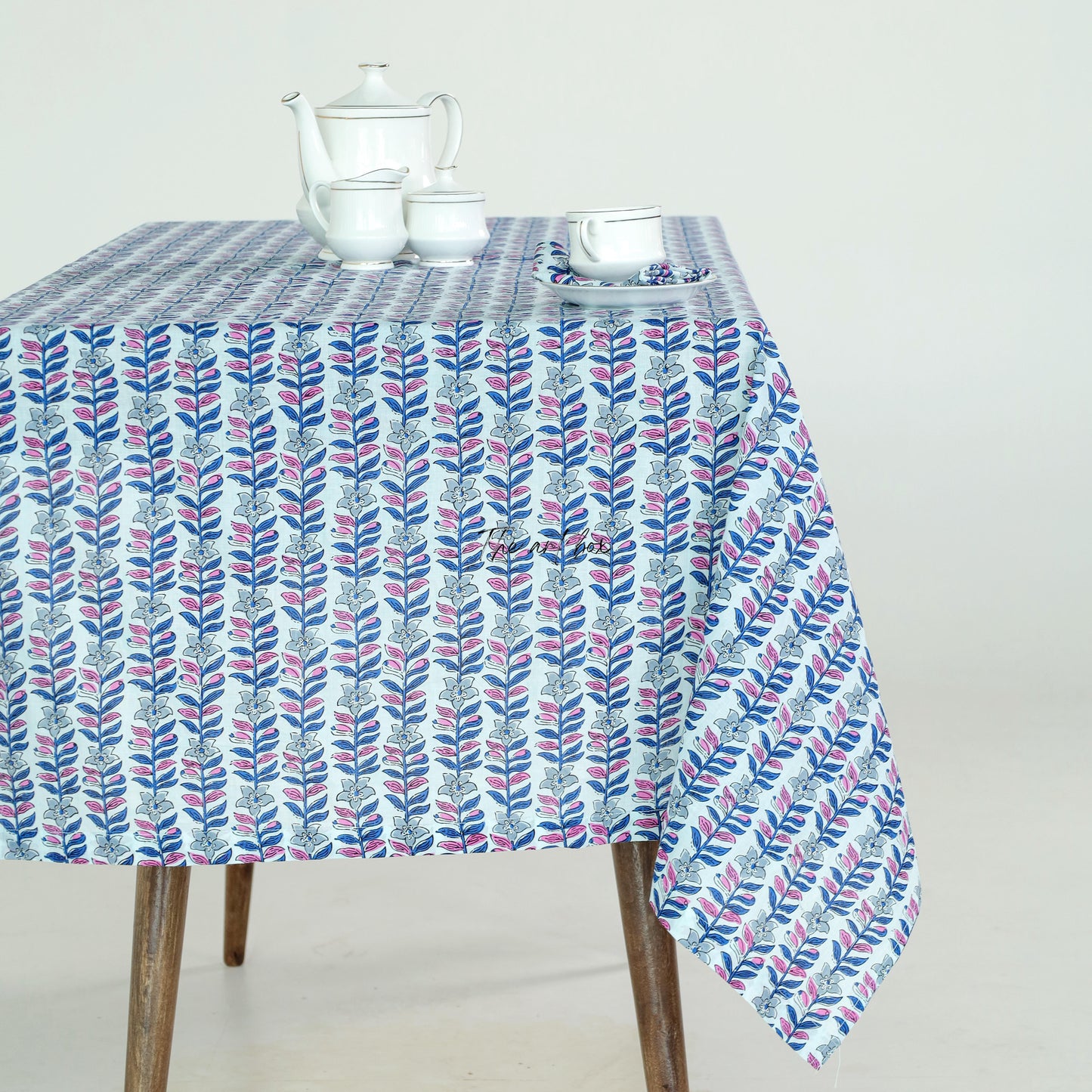 Blossom Elegance  Floral Cotton Printed Table Cover