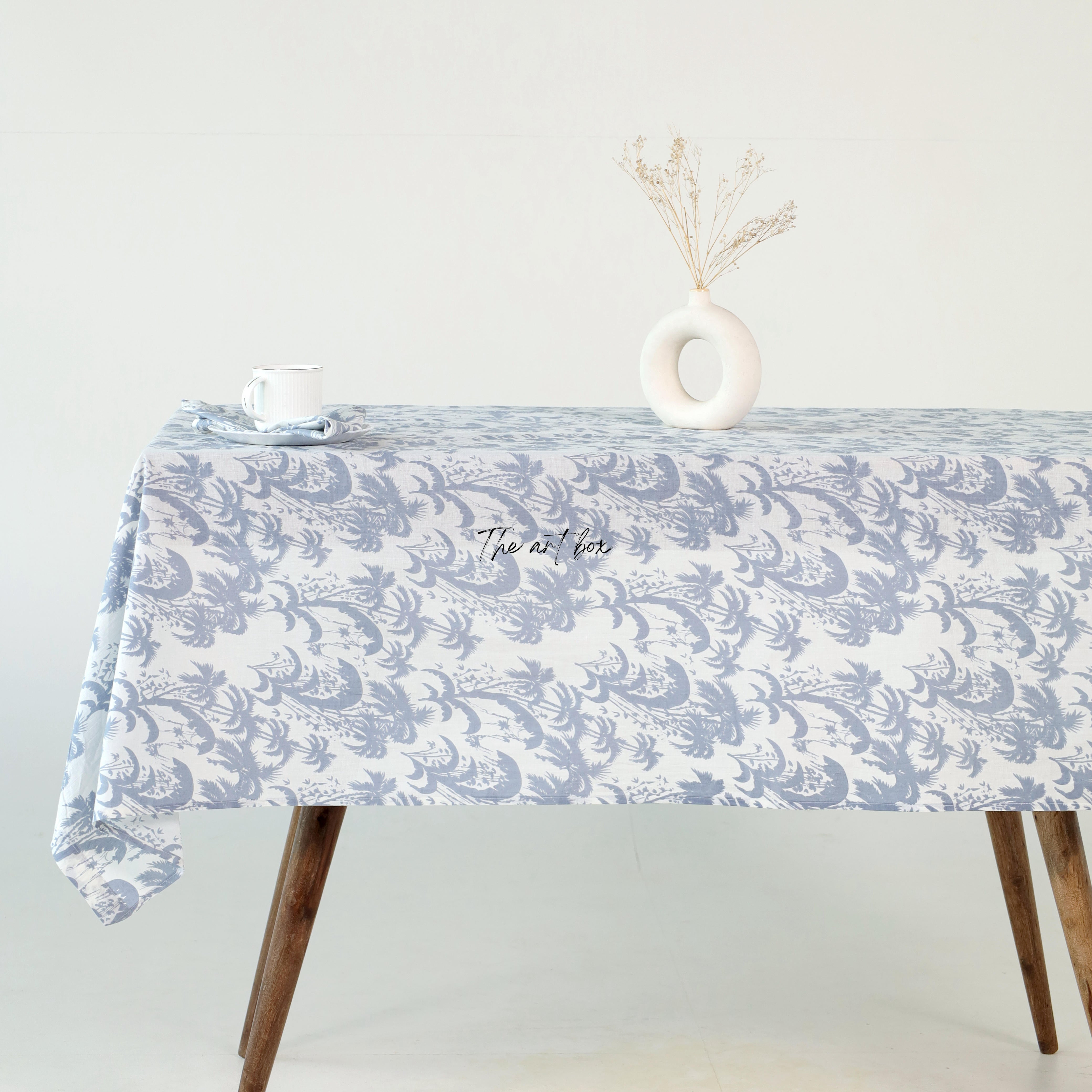 White Floral Cotton Table Cover