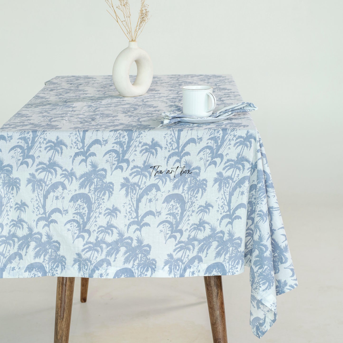 White Floral Cotton Table Cover