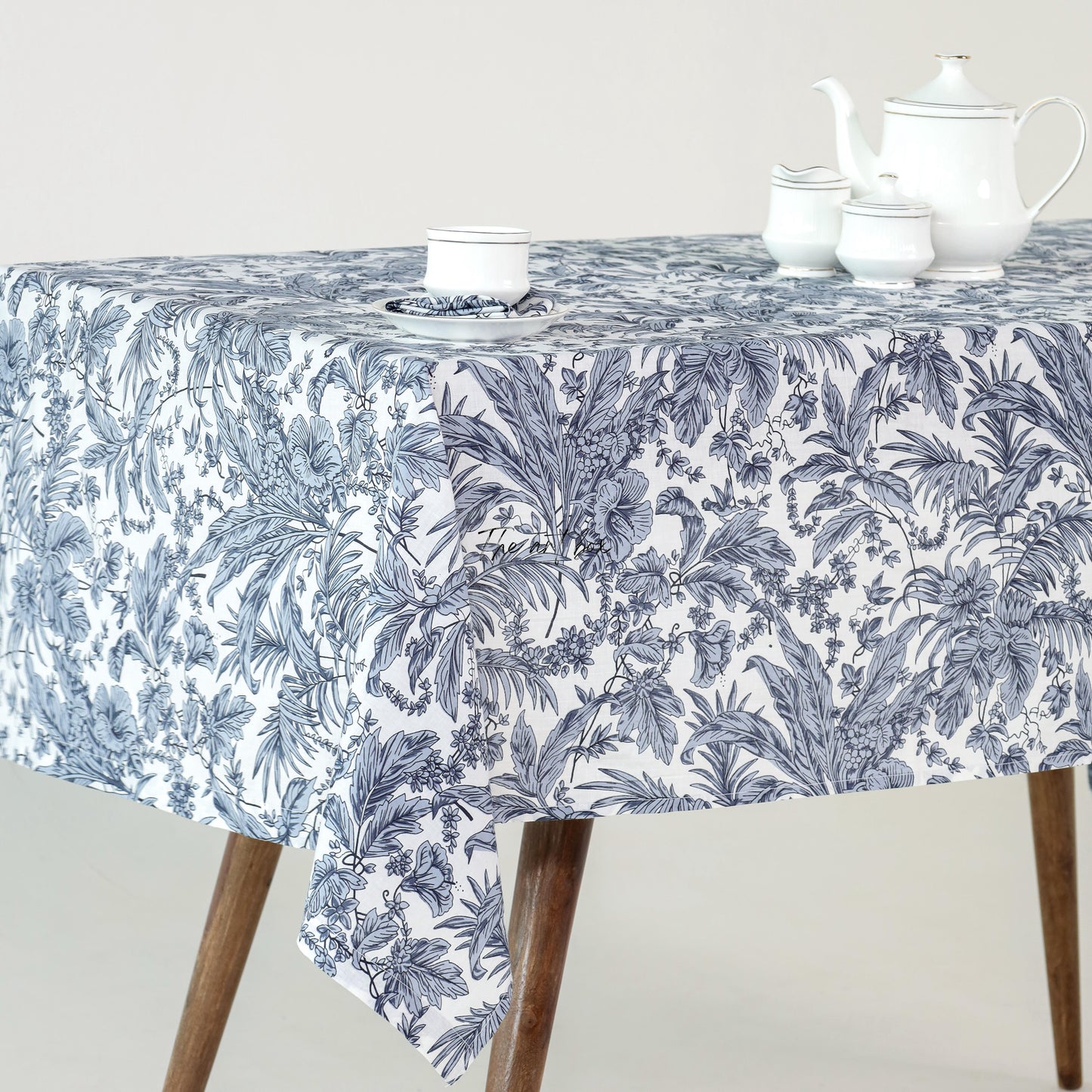 Washable Rectangle Tablecloth Floral Printed Cotton Table Cover