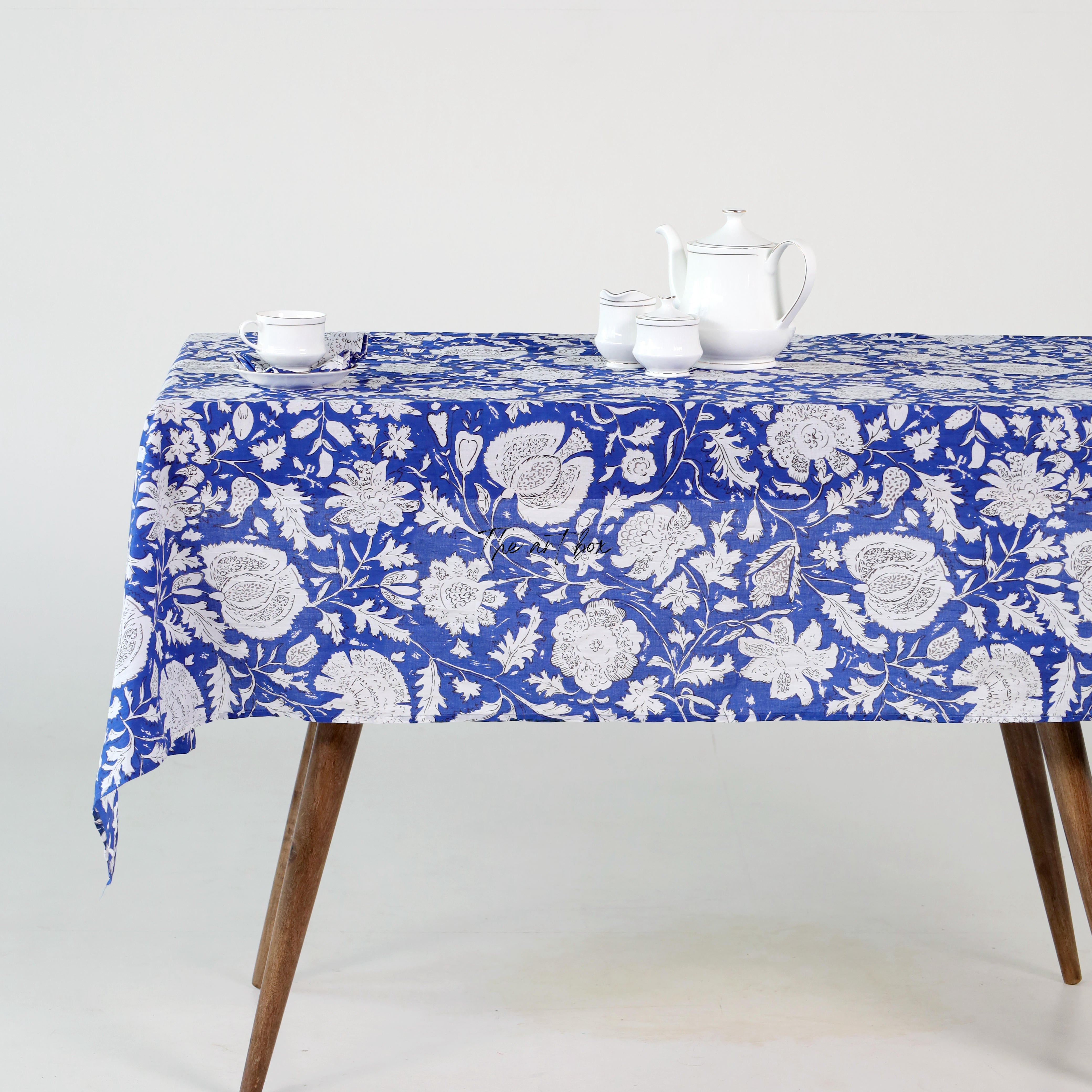 Blue Floral Printed Table Cover