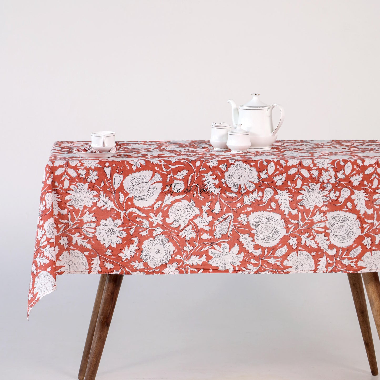 Cotton Rectangle Tablecloth  Floral Table Cloth Washable Table Cover for Indoor-outdoor