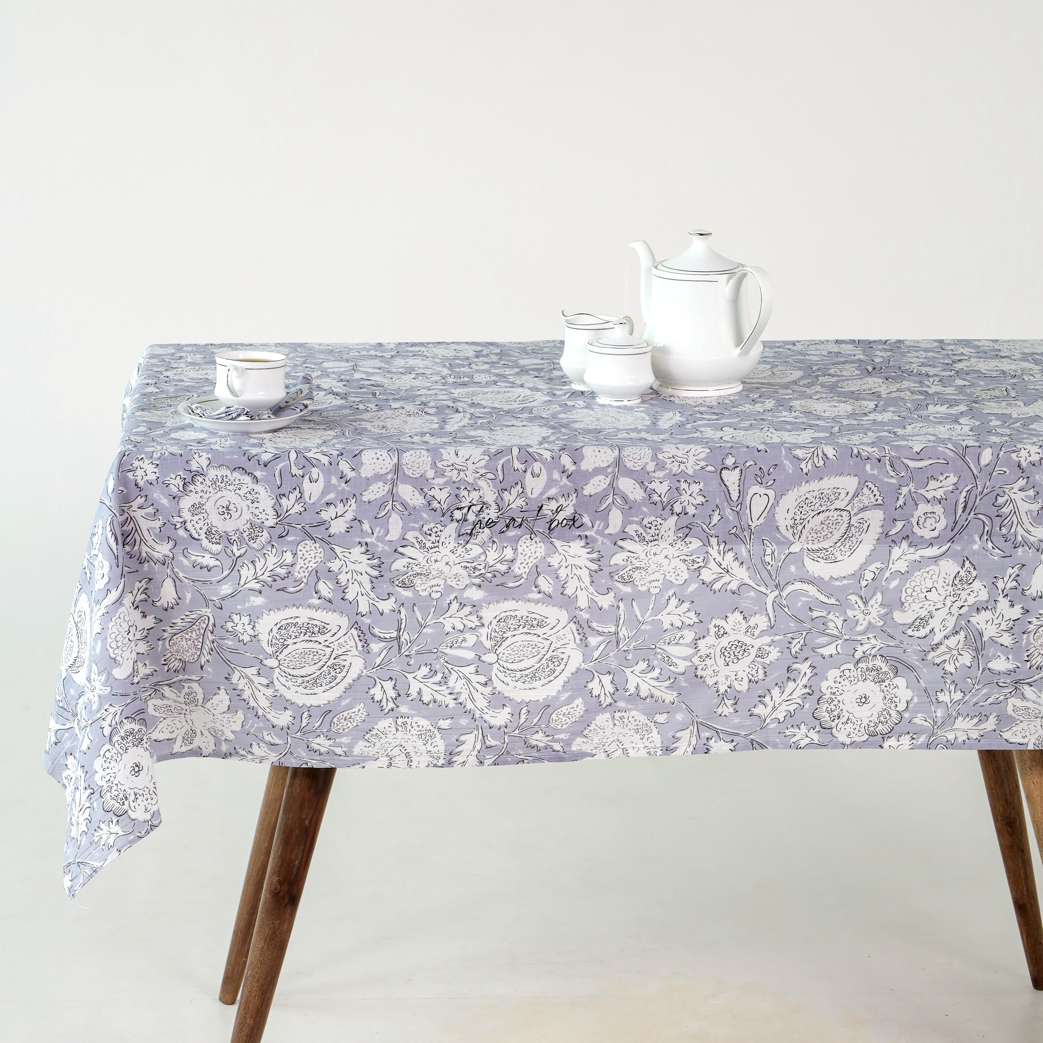 Cream Floral Cotton Table Cloth