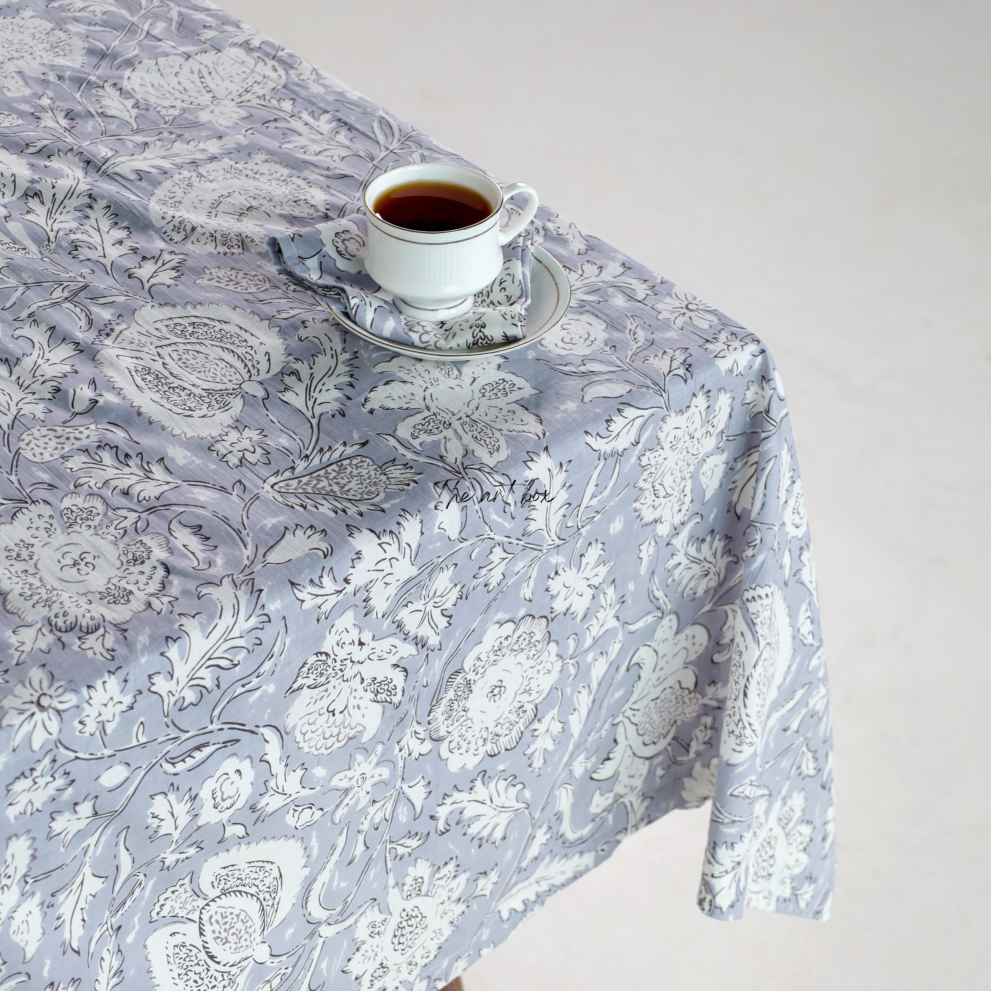 Cream Floral Cotton Table Cloth