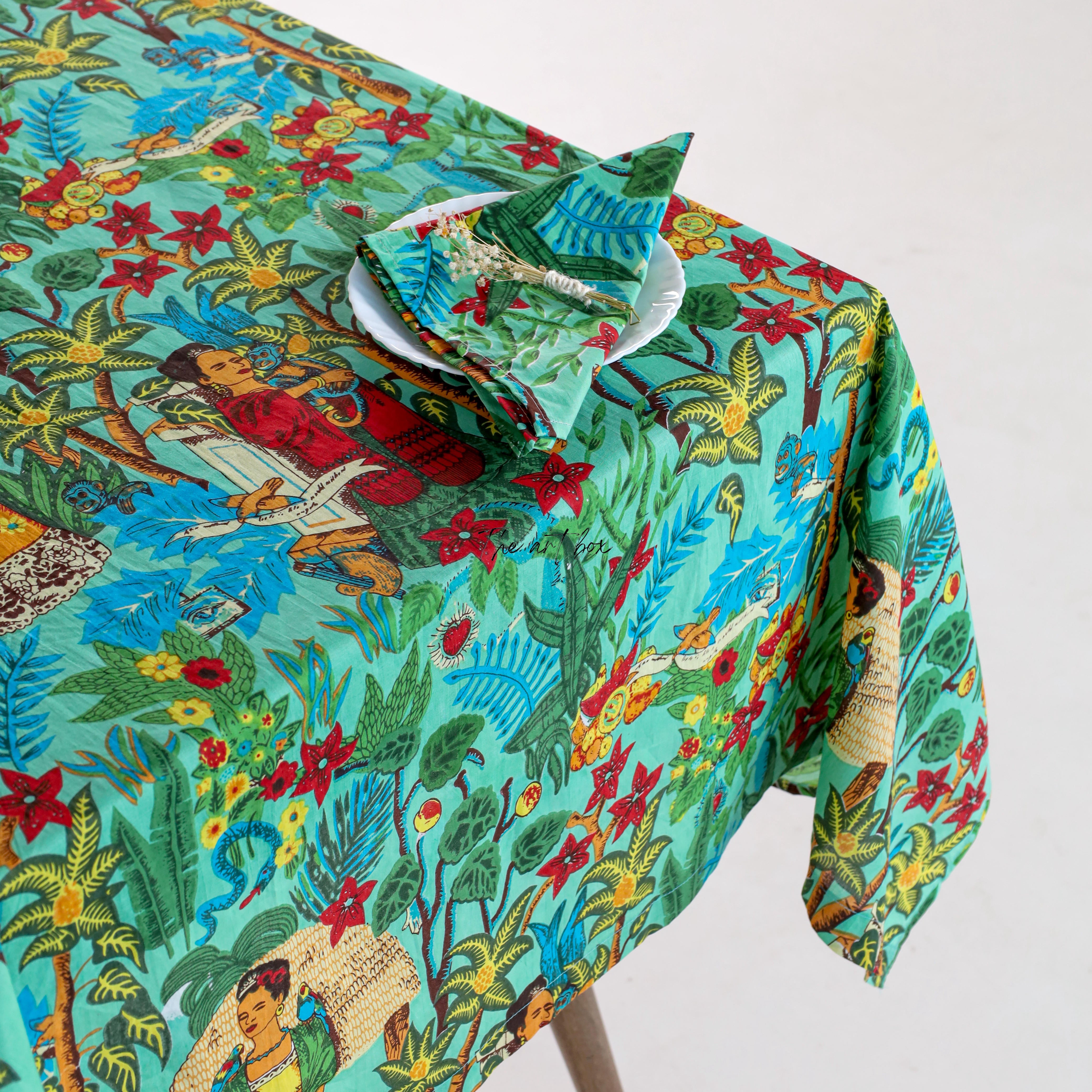 Green Victorian Print Tablecloth