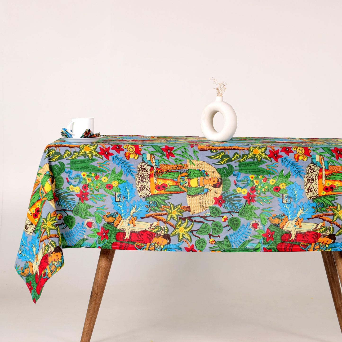 Green Victorian Printed Tablecloth