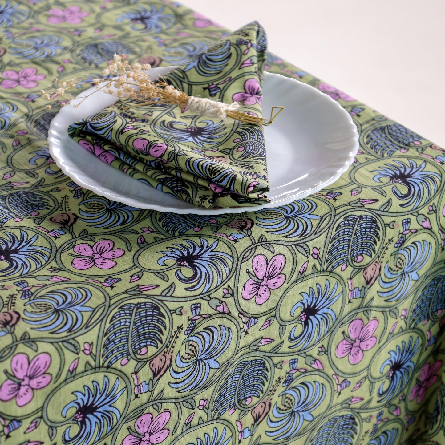 Green Floral Tablecloth