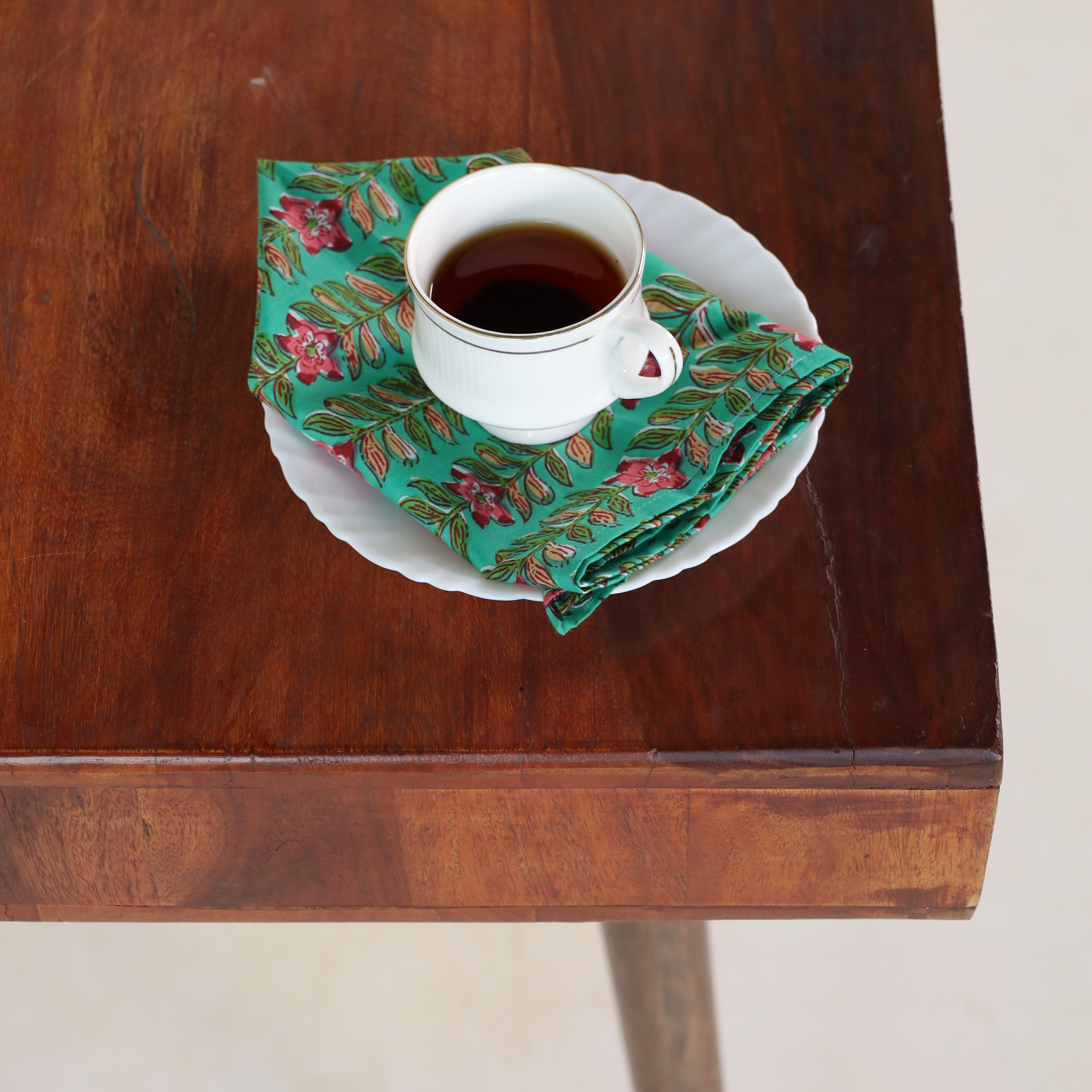 Cotton Green Floral Table Napkins