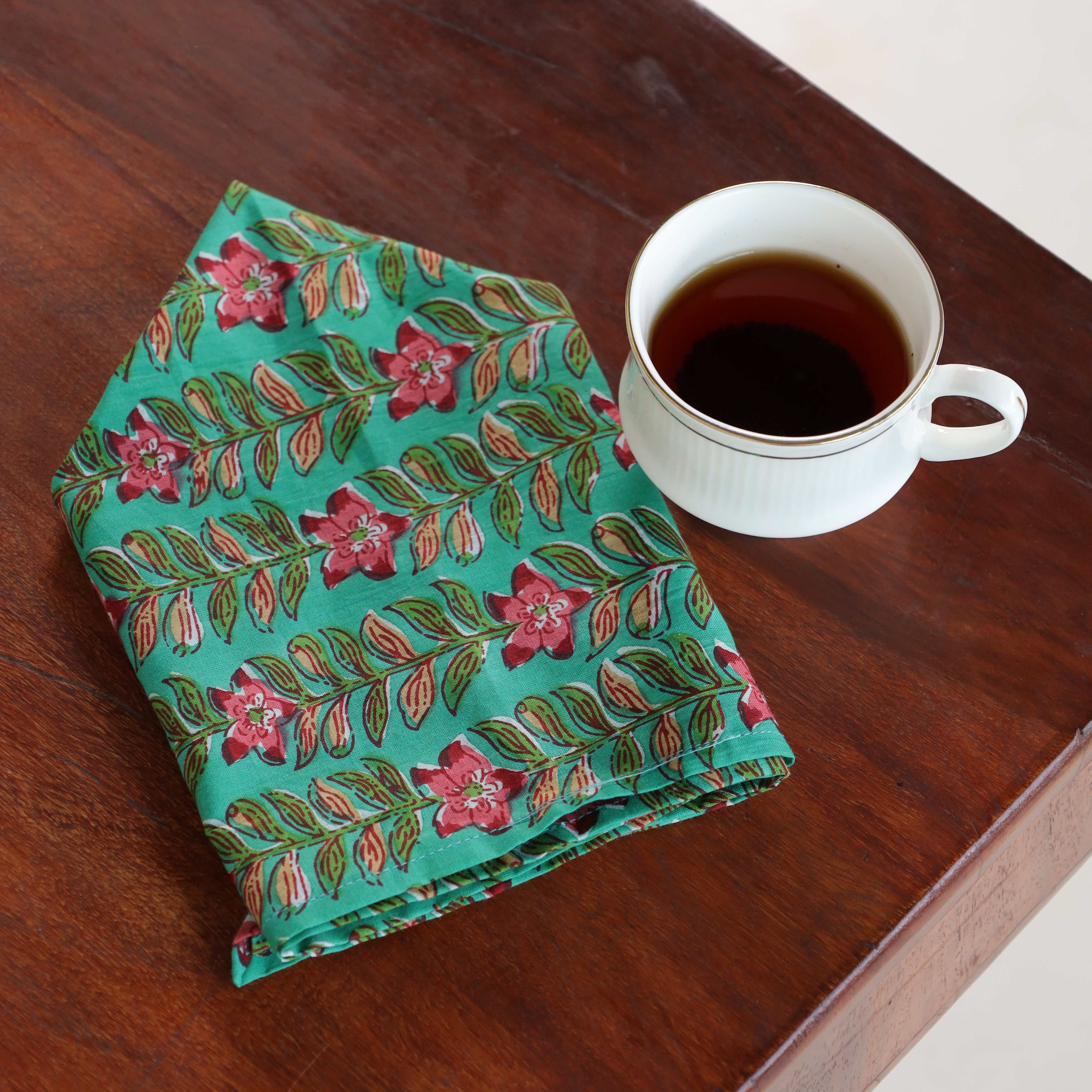 Cotton Green Floral Table Napkins