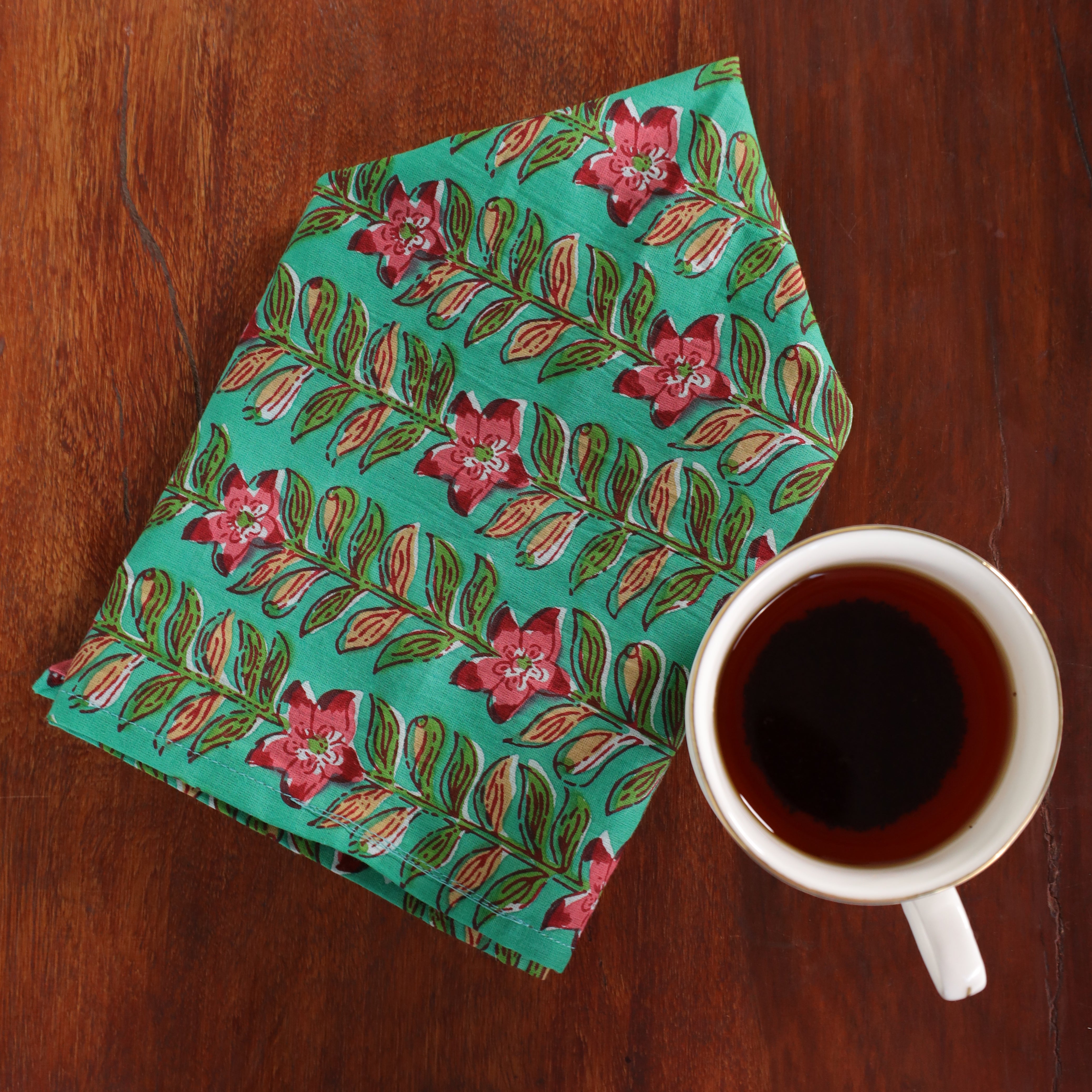 Cotton Green Floral Table Napkins