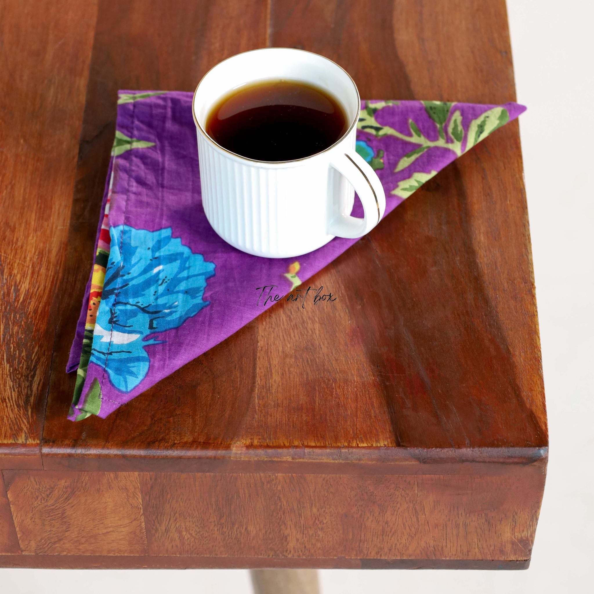 Purple Floral Cotton Table Napkins