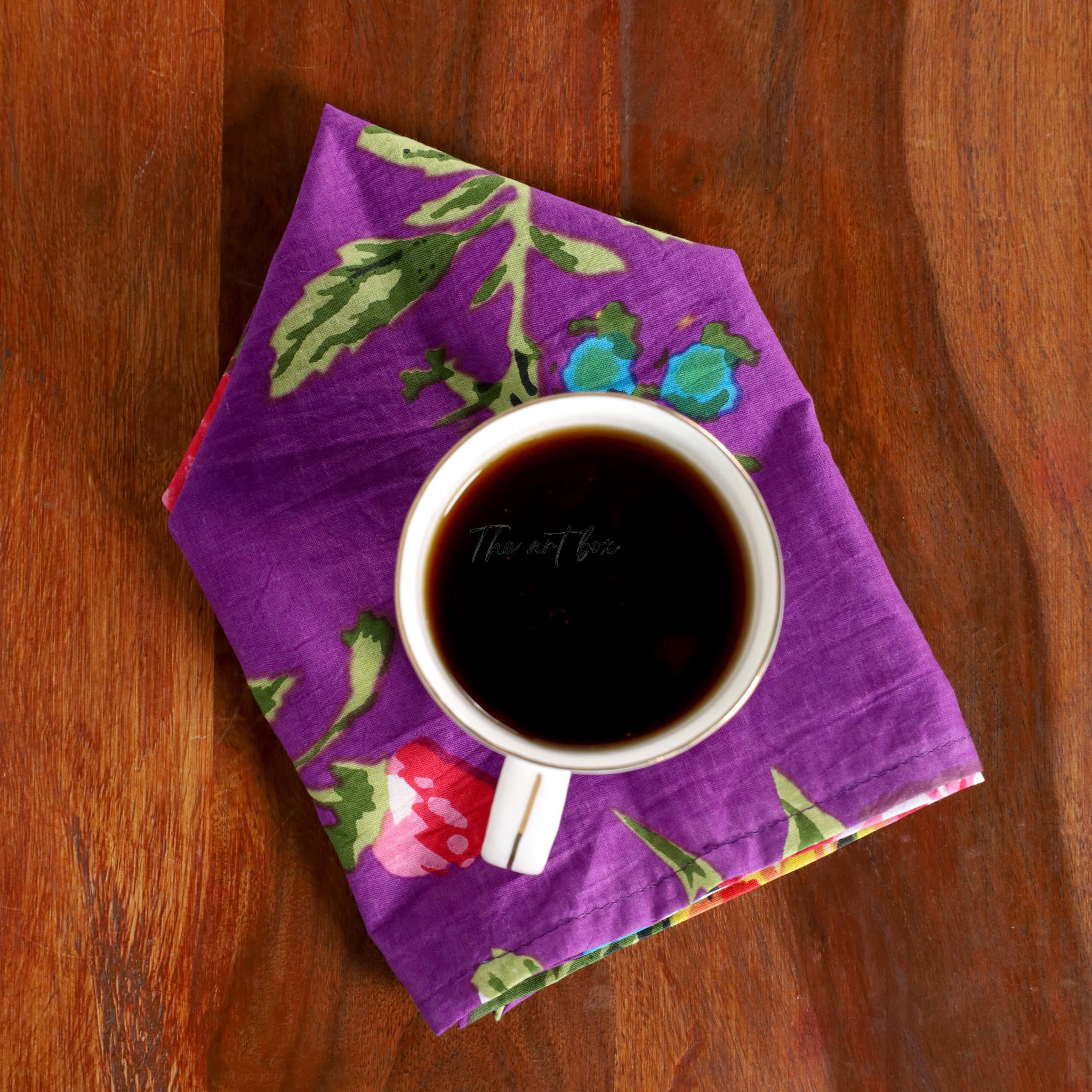 Purple Floral Cotton Table Napkins