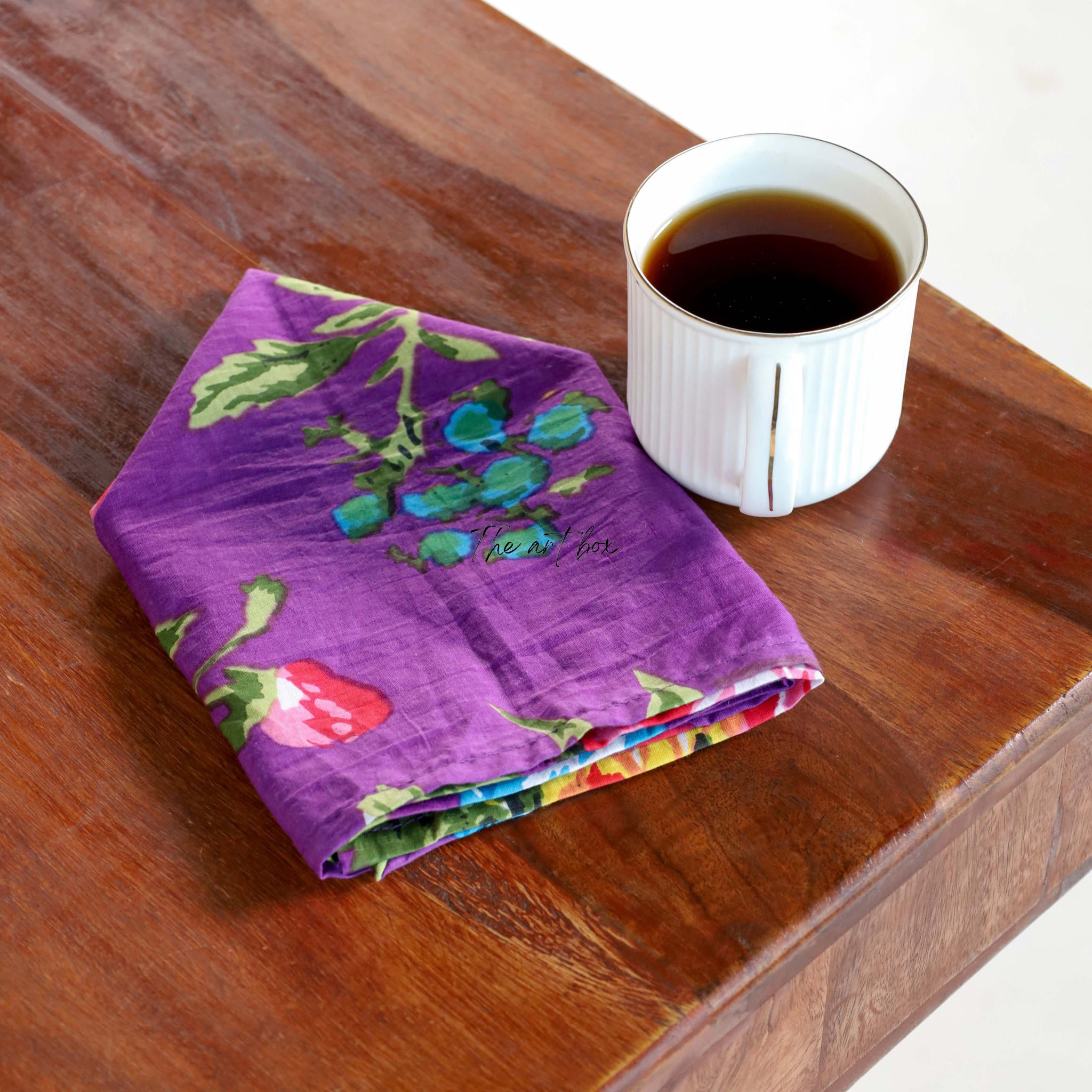 Purple Floral Cotton Table Napkins