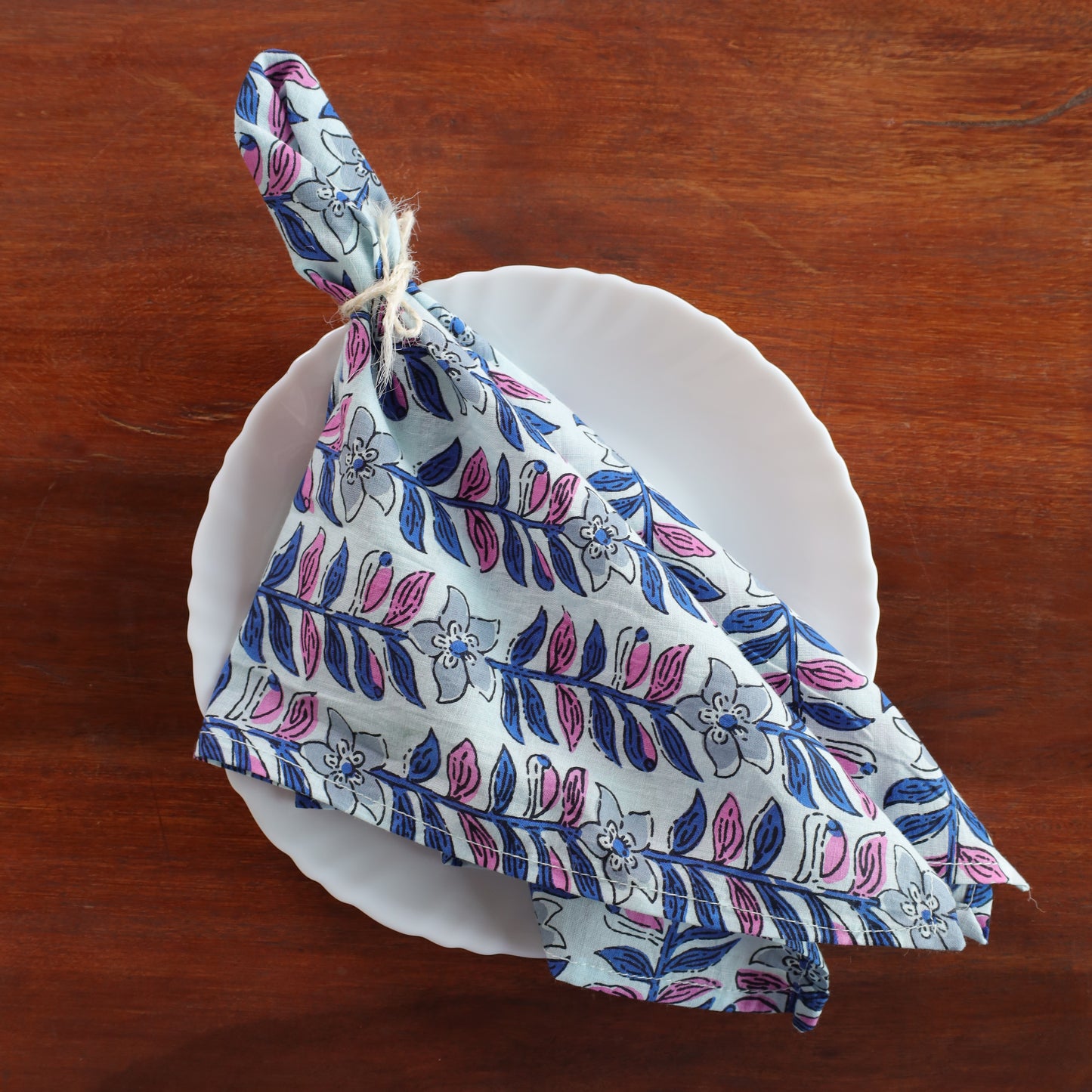 Cotton White Floral Table Napkins