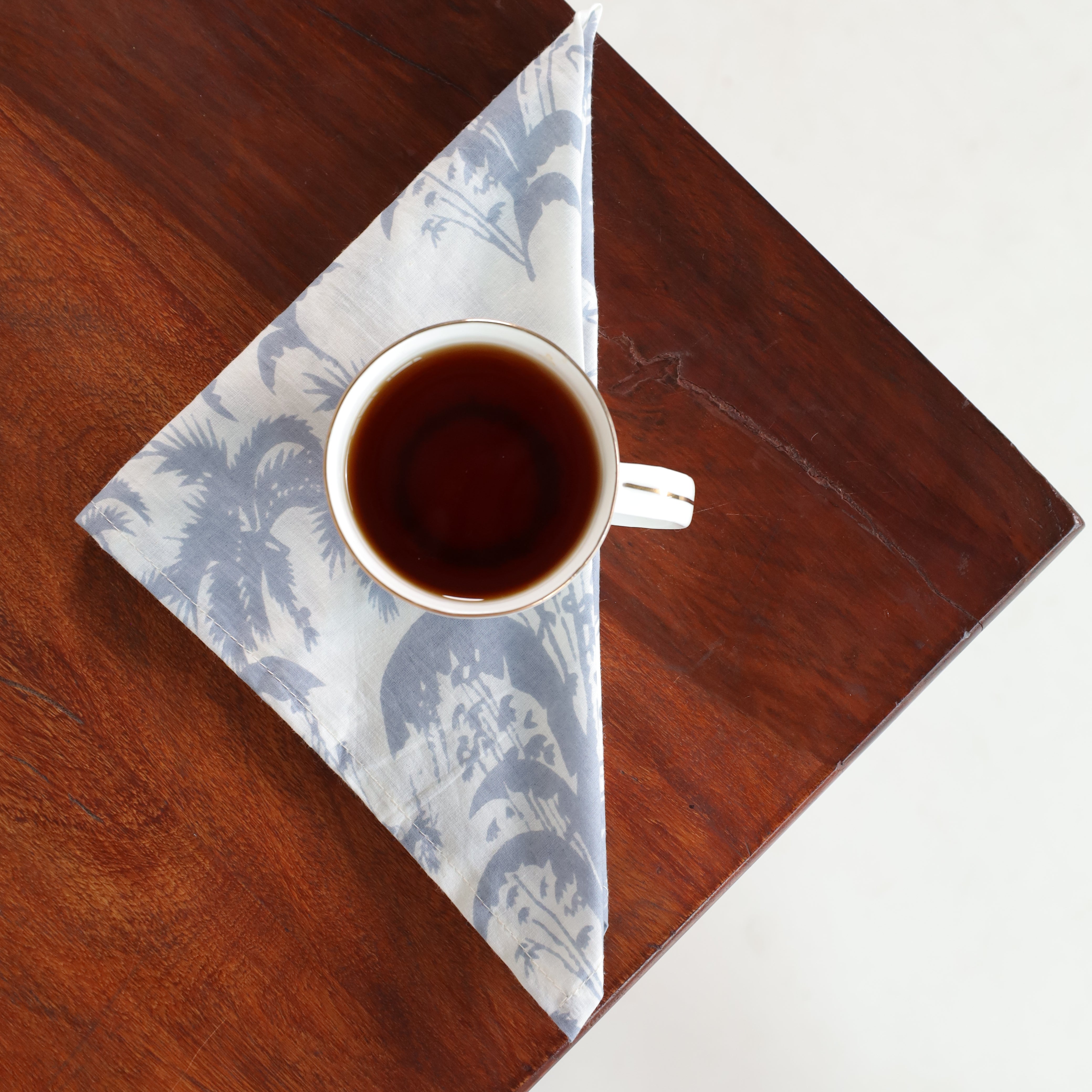 White Cotton grey Floral Table Napkins