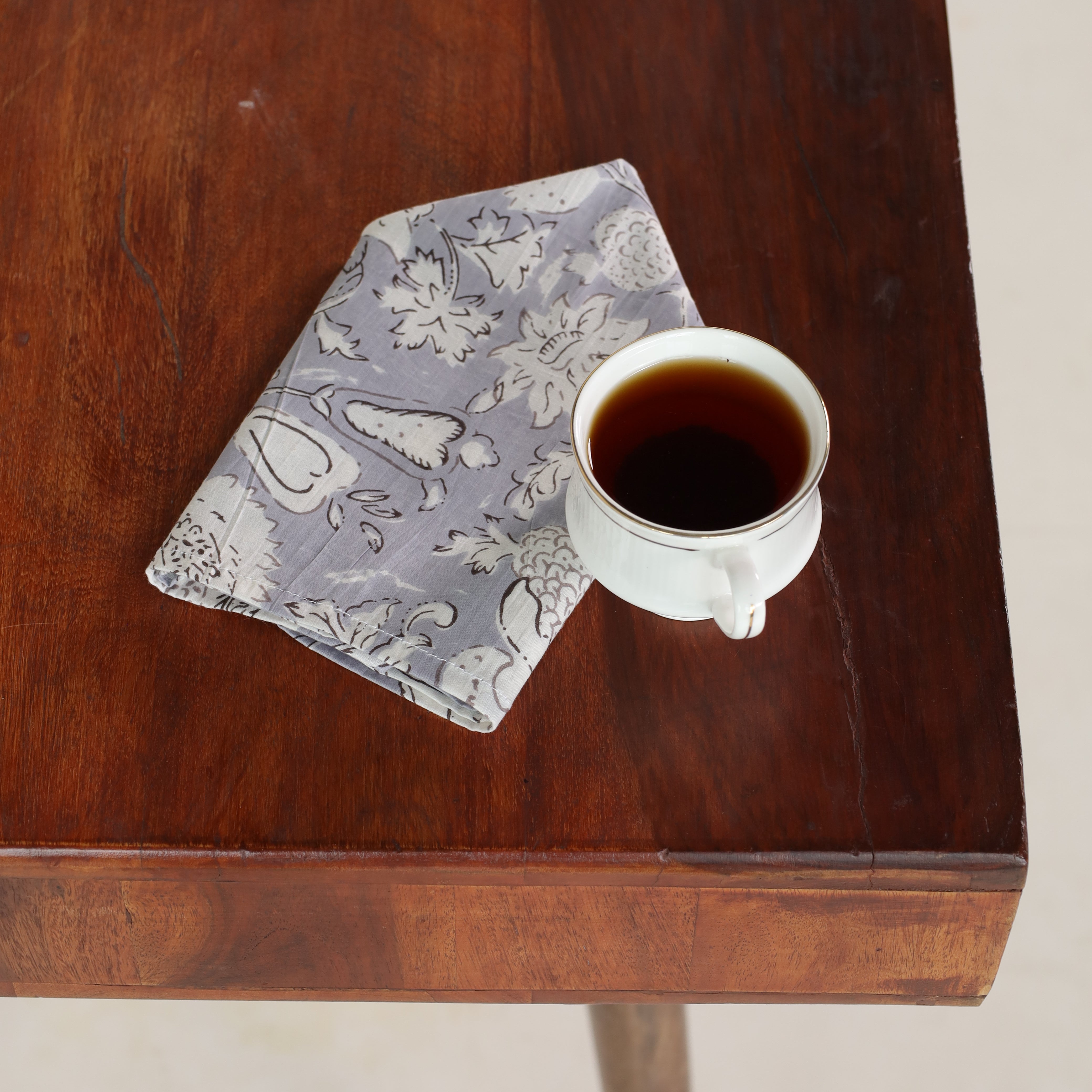 White Cotton Cream Floral Table Napkins