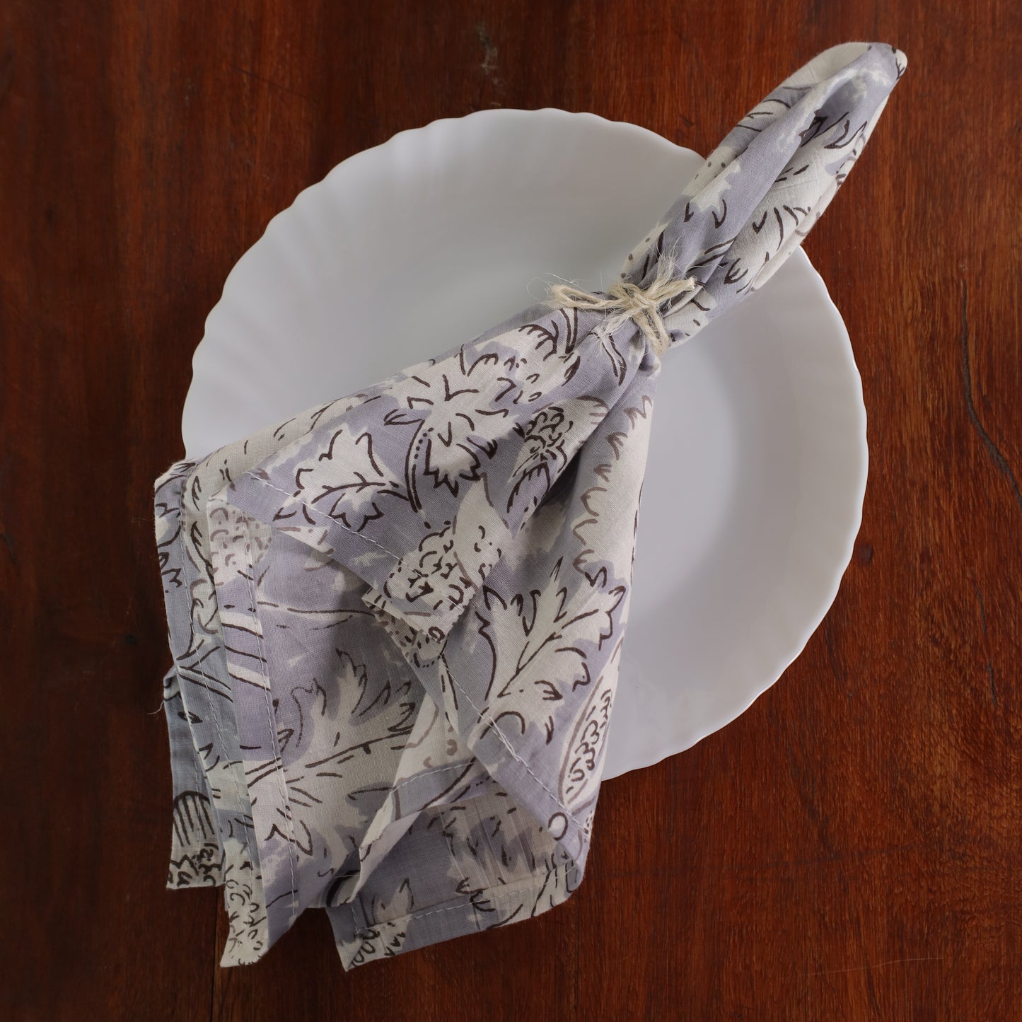 White Cotton Cream Floral Table Napkins