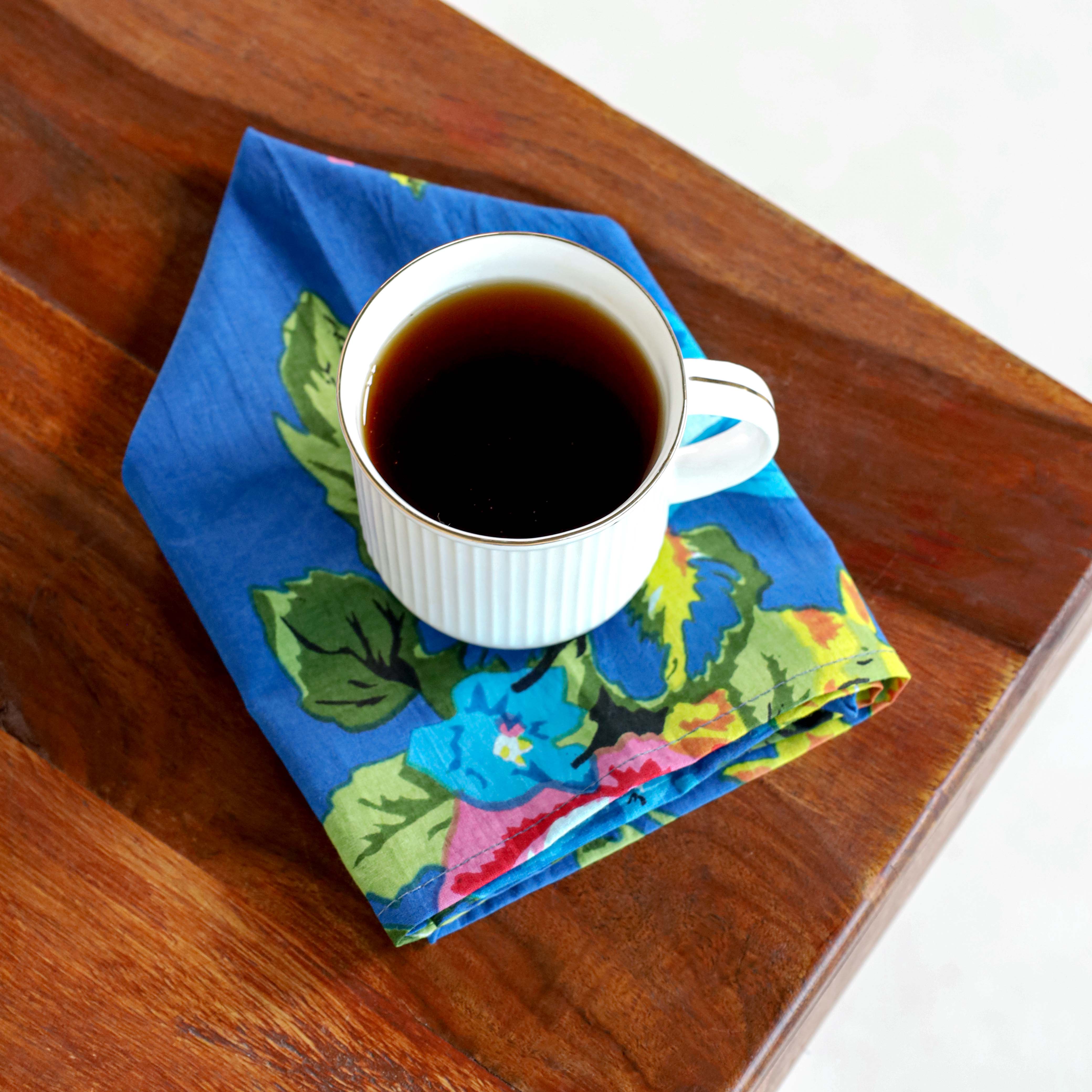 Blue Floral Cotton Table Napkins