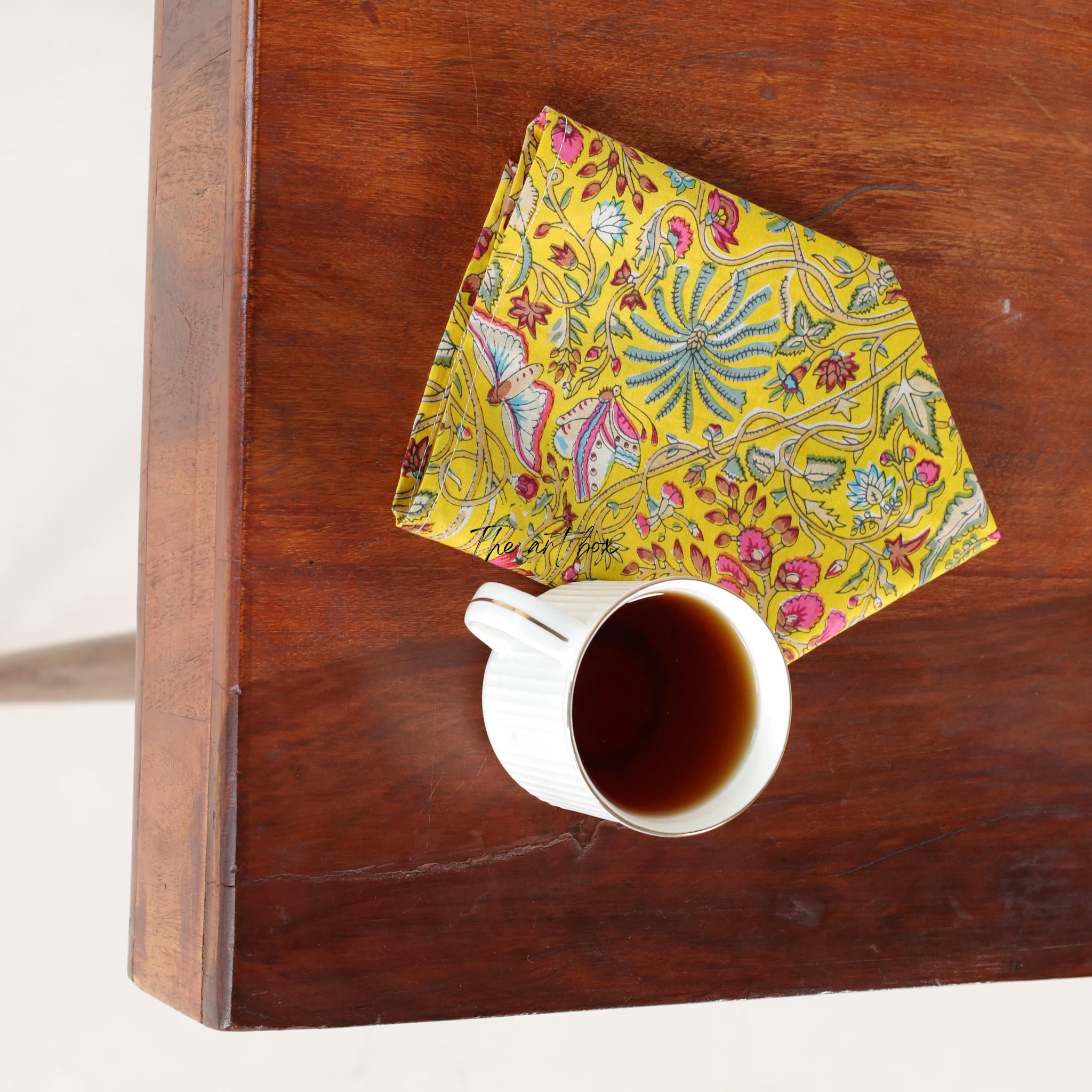 Yellow Cotton Floral Table Napkins