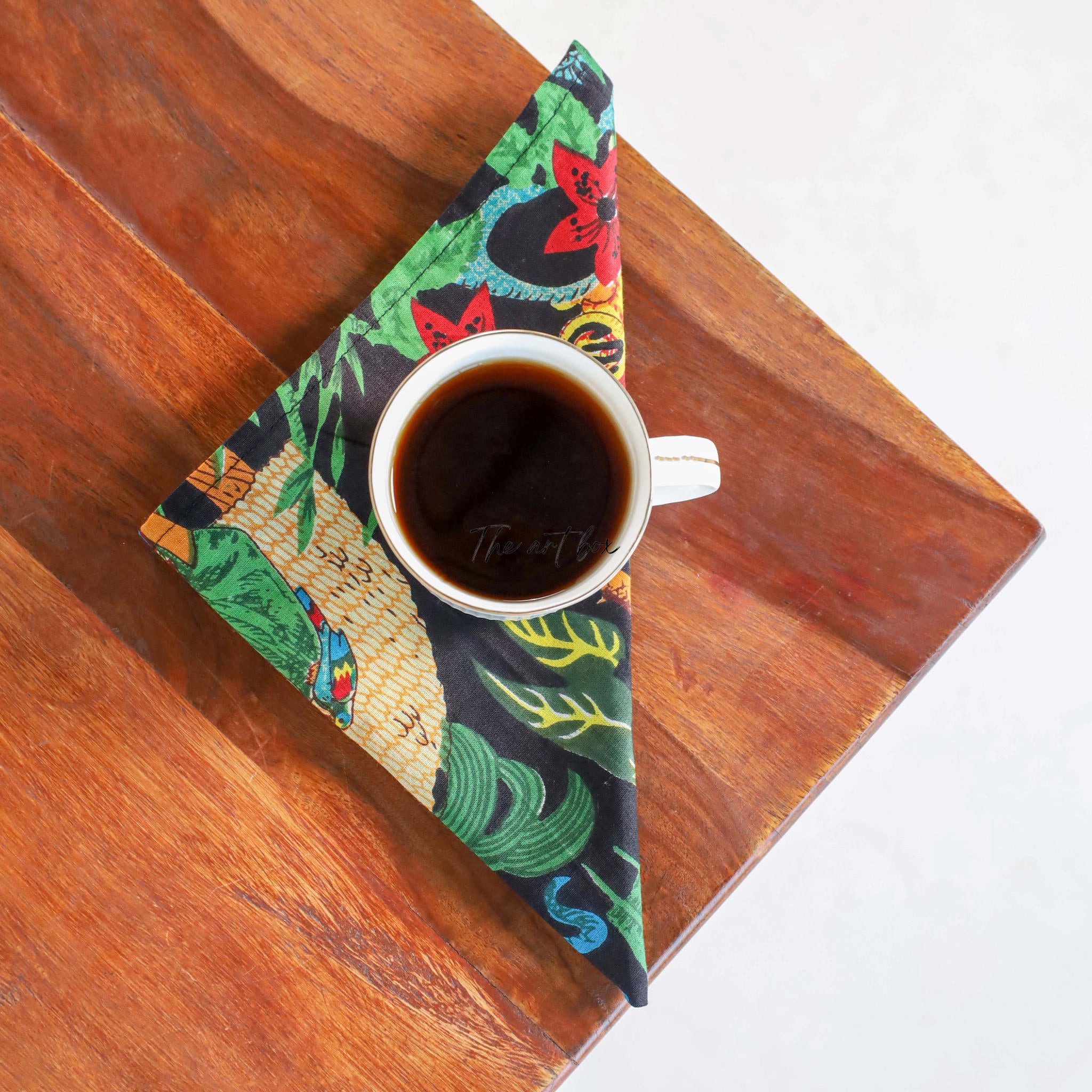 Black Cotton Floral Table Napkins