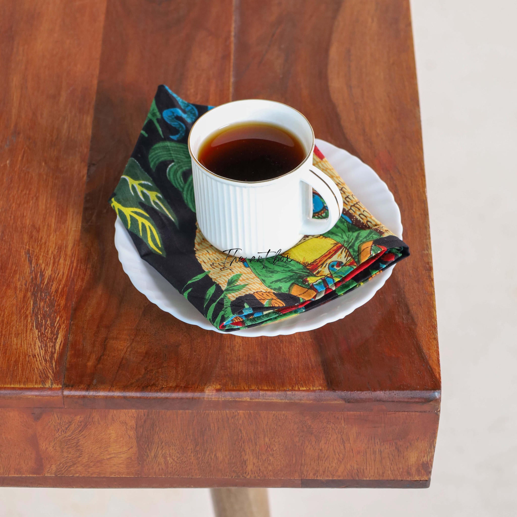 Black Cotton Floral Table Napkins