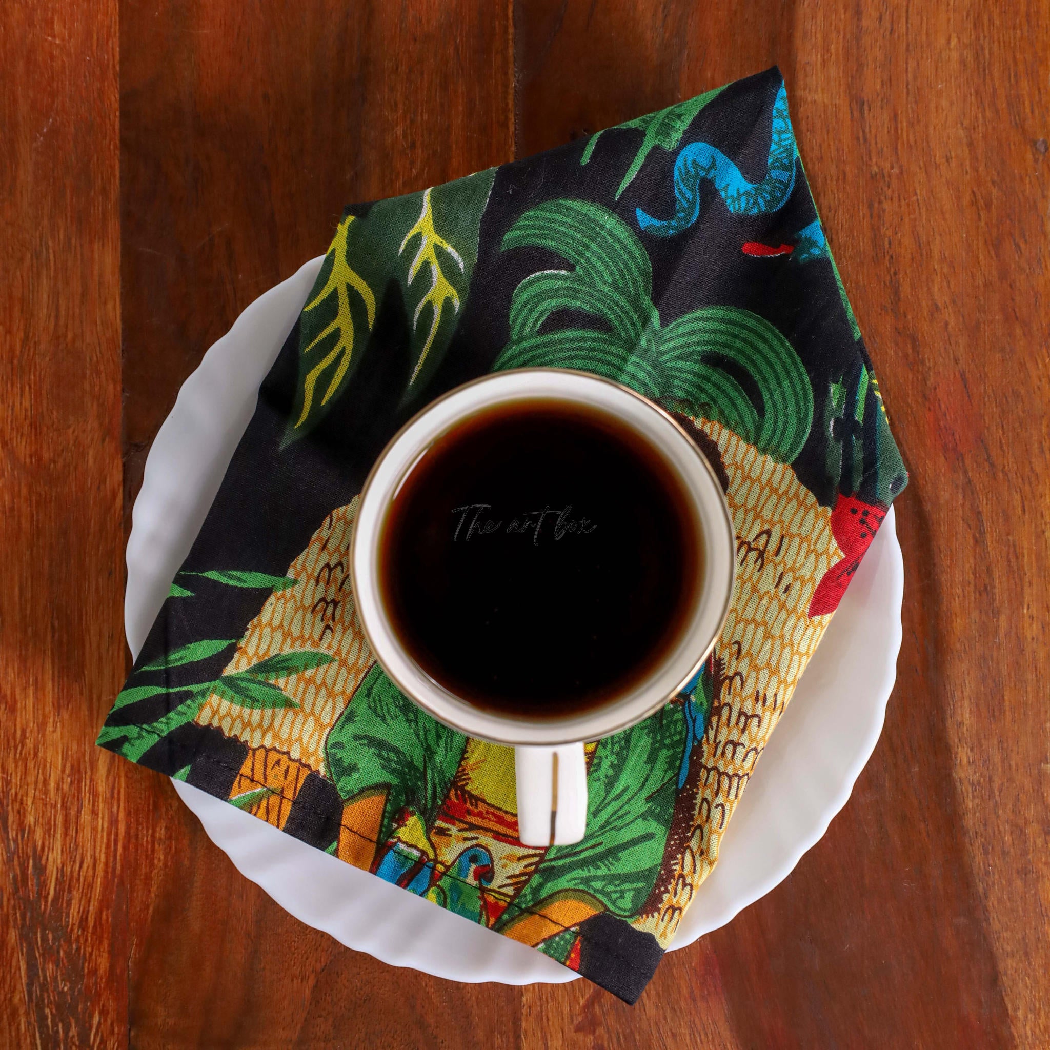 Black Cotton Floral Table Napkins