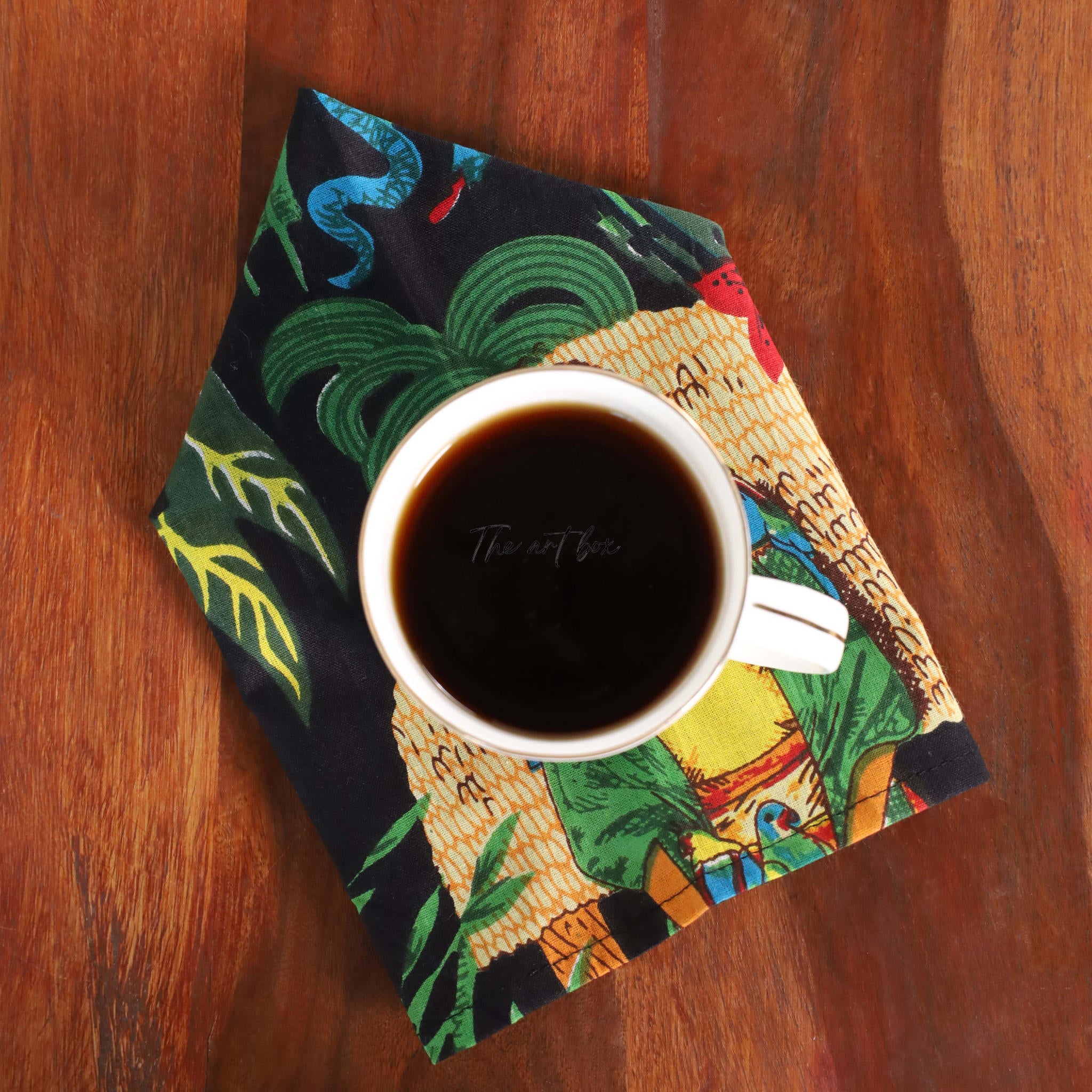 Black Cotton Floral Table Napkins