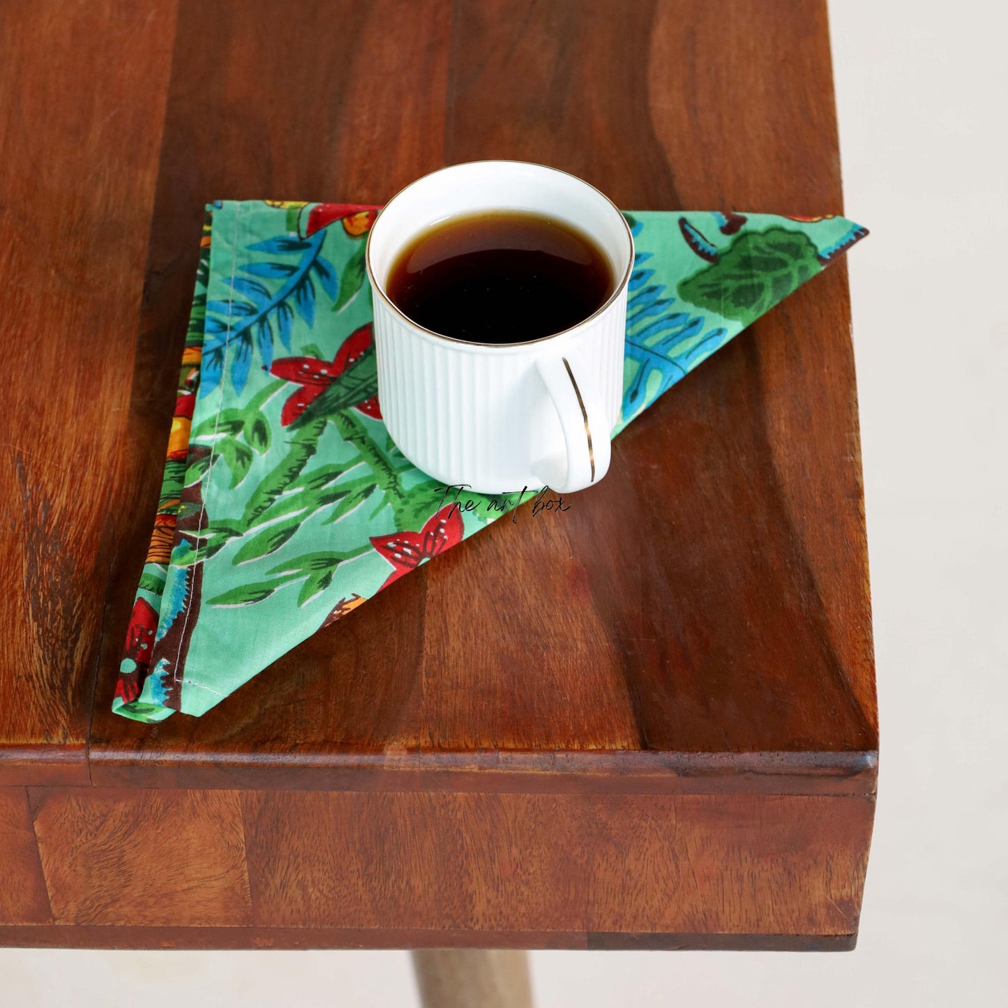 Sky Blue Cotton Floral Table Napkins