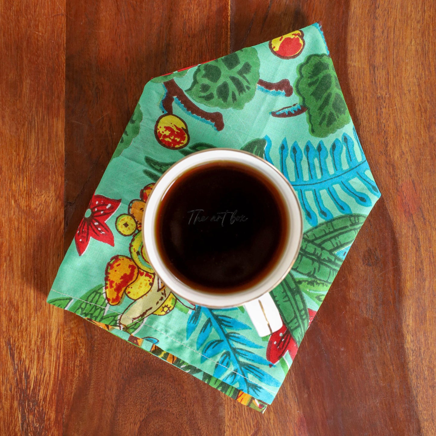 Sky Blue Cotton Floral Table Napkins