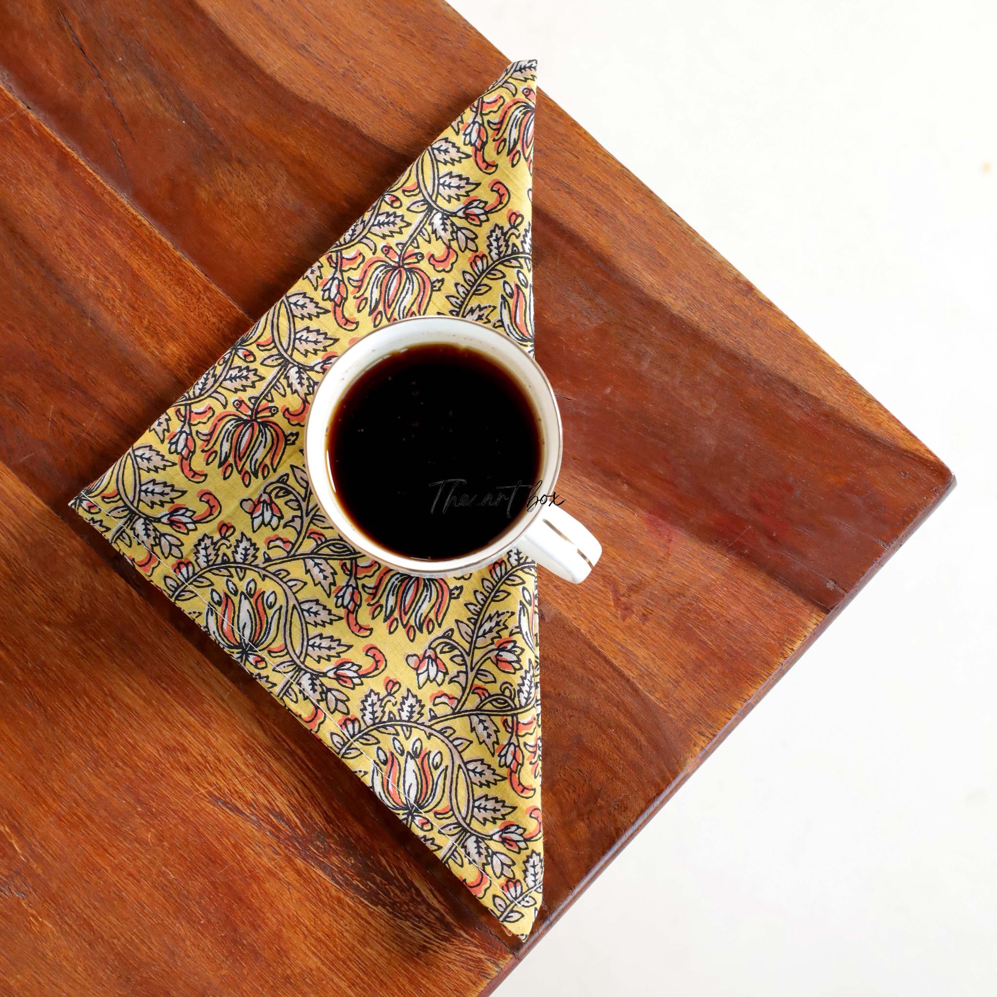 Yellow Cotton Floral Table Napkins