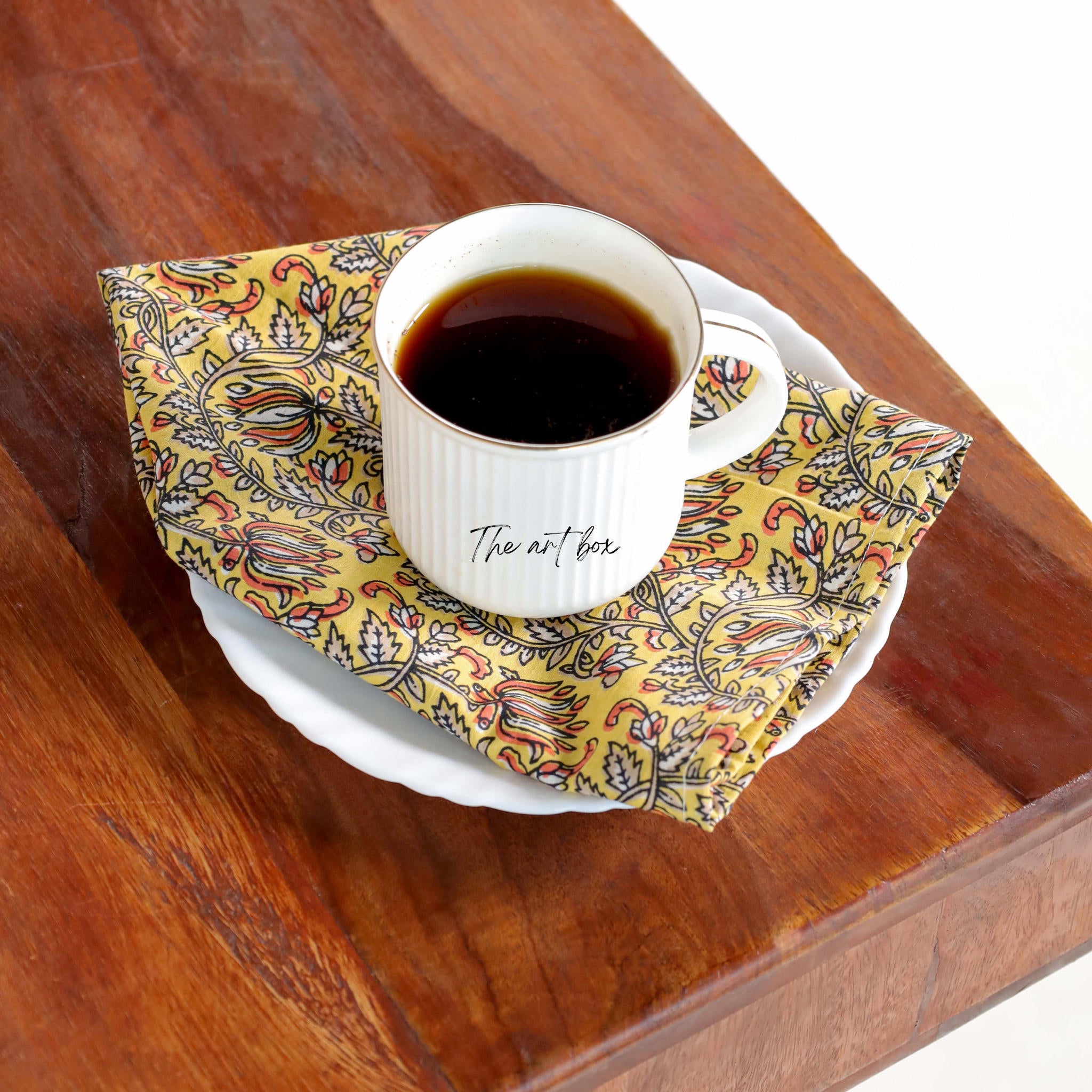 Yellow Cotton Floral Table Napkins