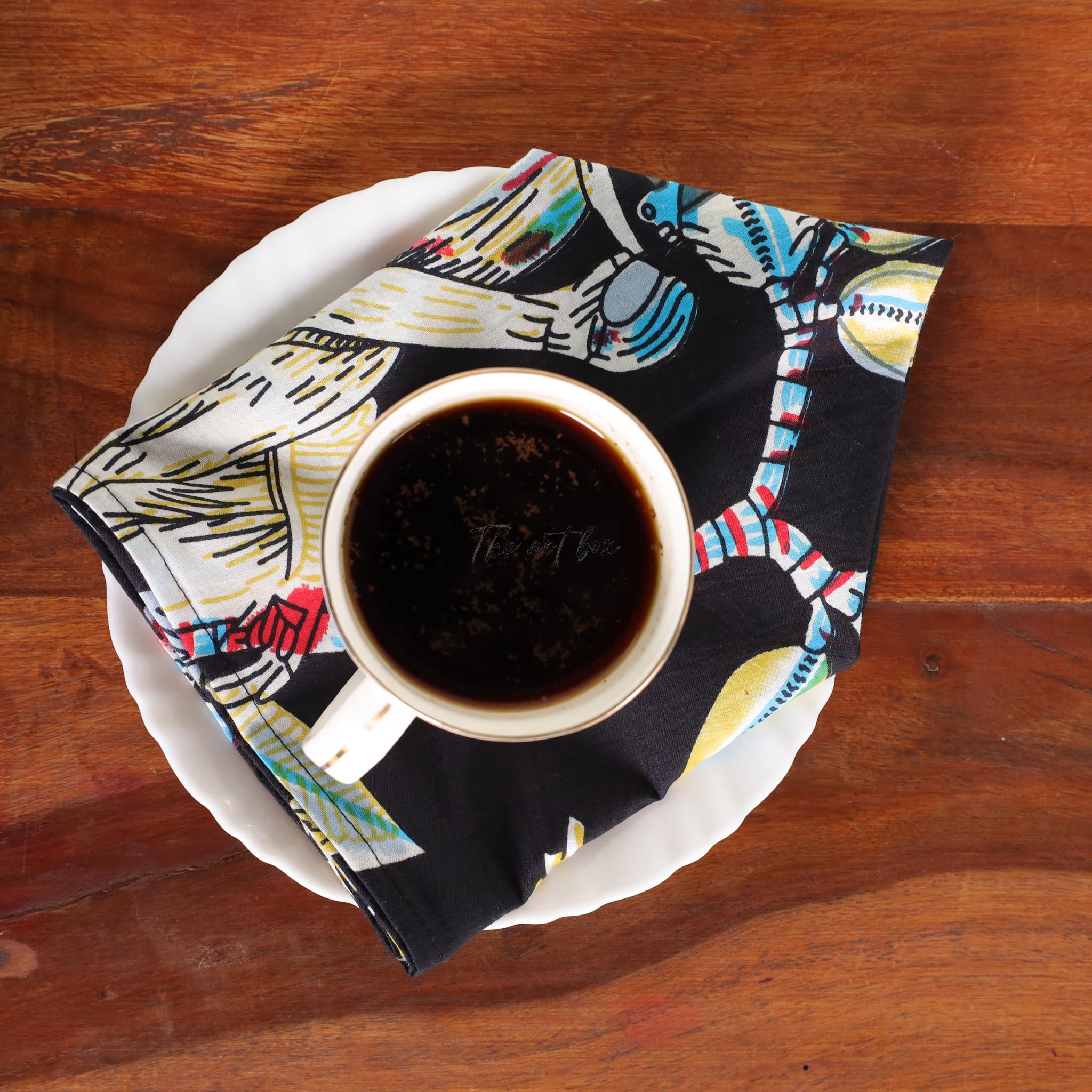 Black Cotton Floral Table Napkins