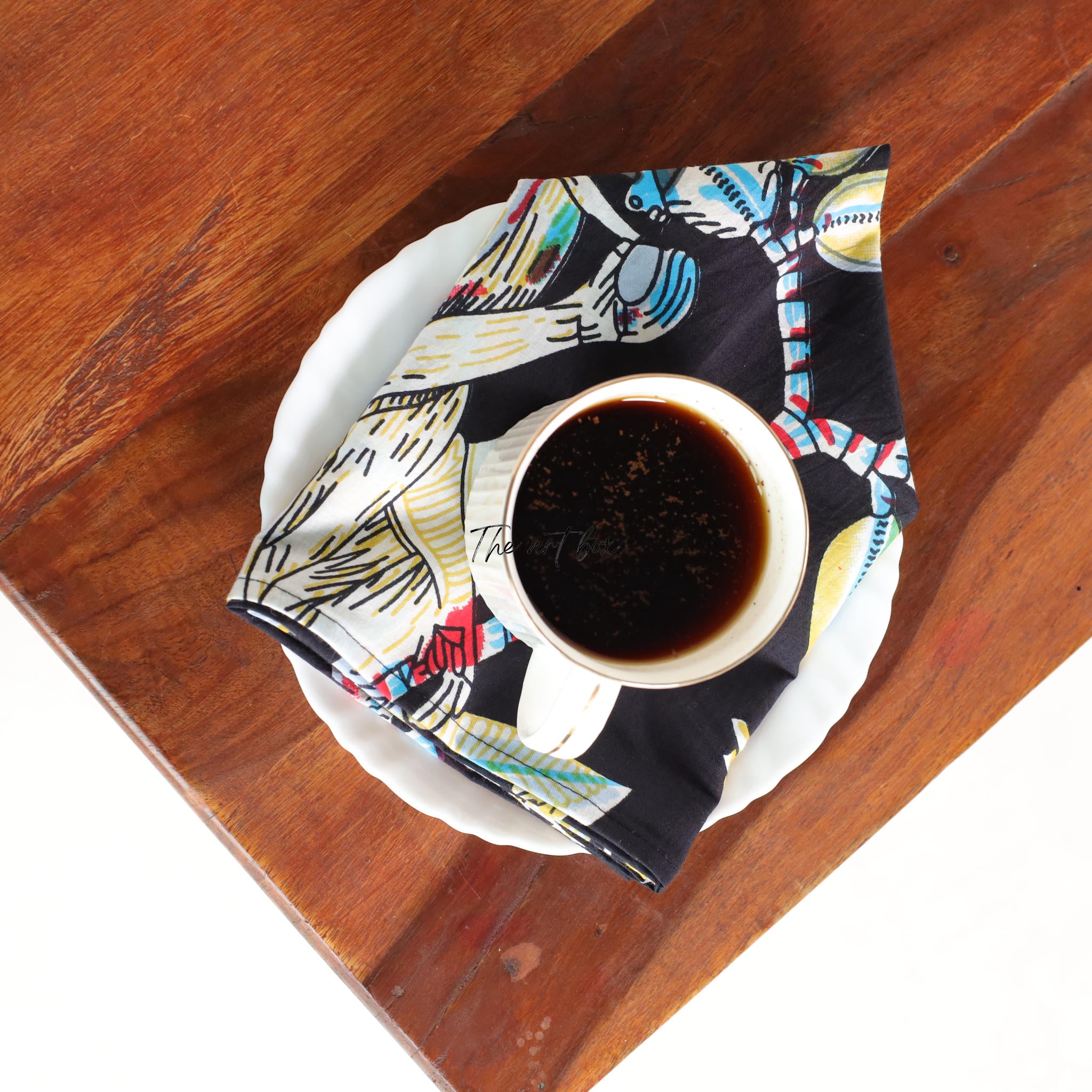 Black Cotton Floral Table Napkins