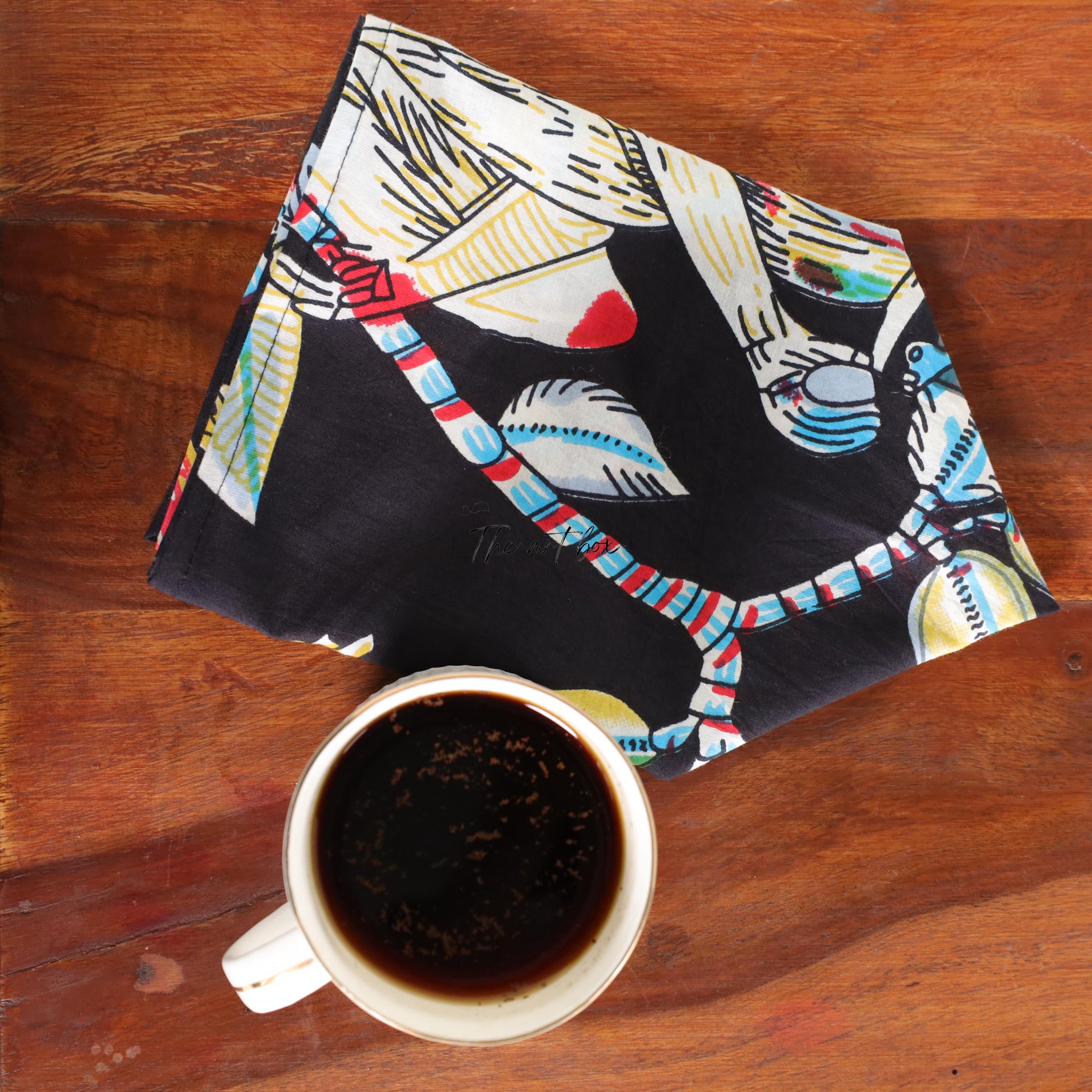 Black Cotton Floral Table Napkins