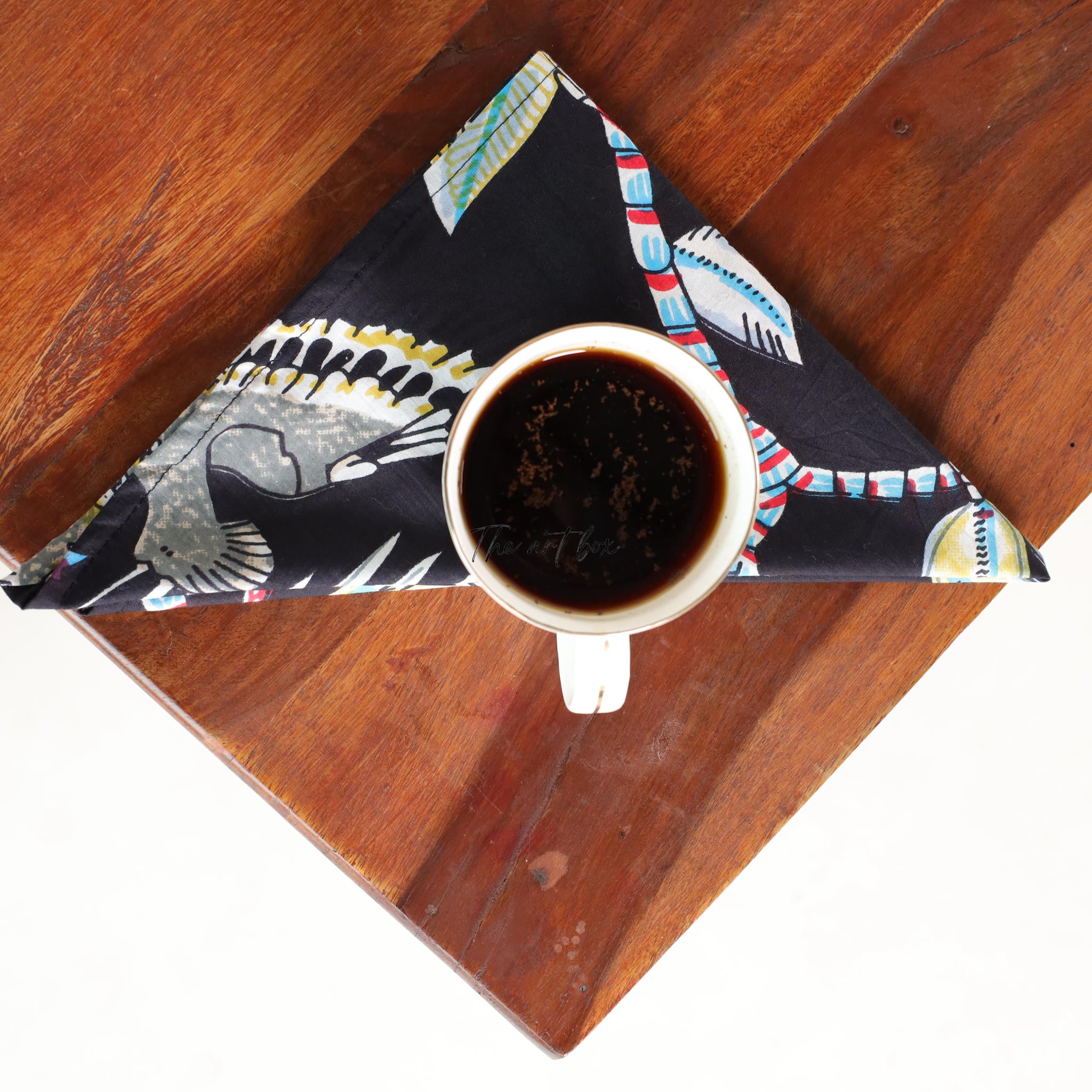 Black Cotton Floral Table Napkins