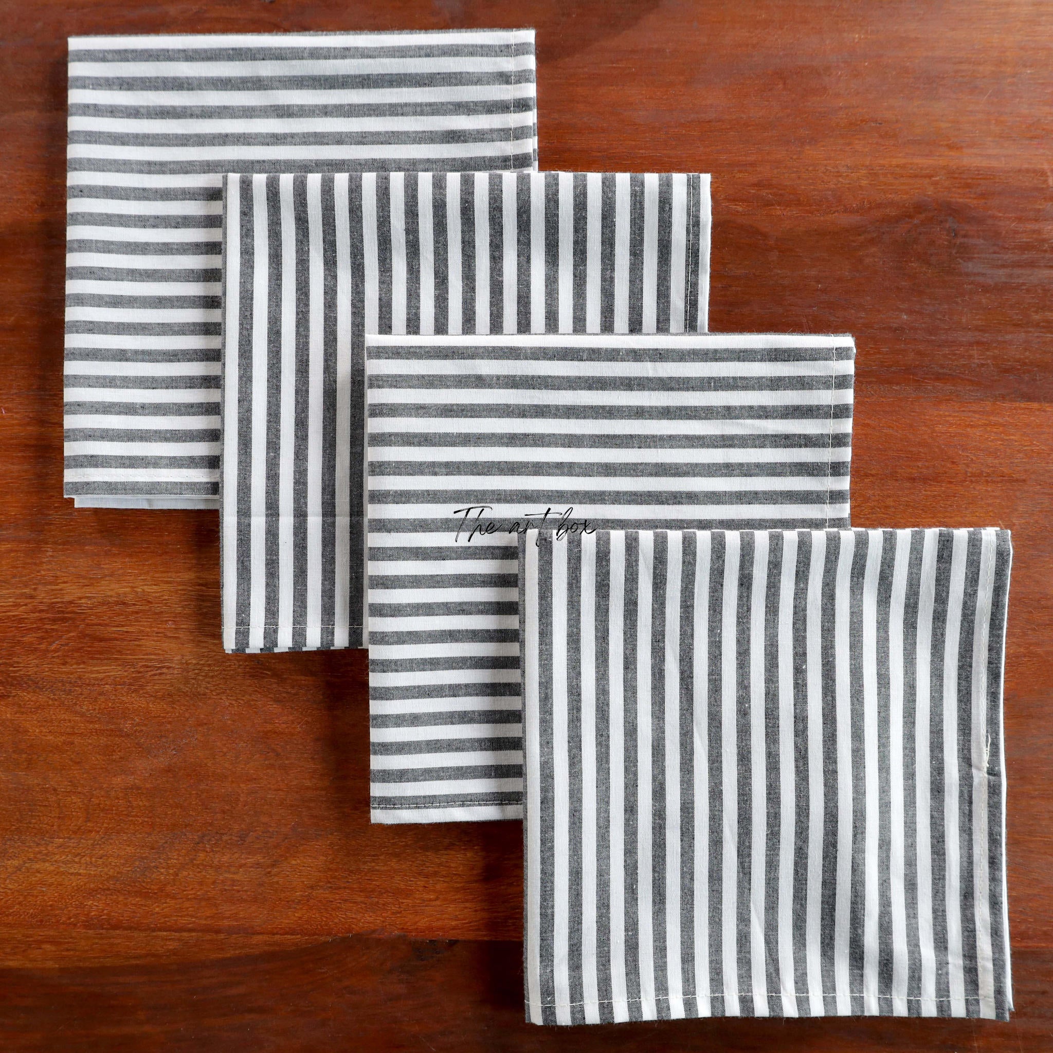 White Cotton Black Stripe Table Napkins