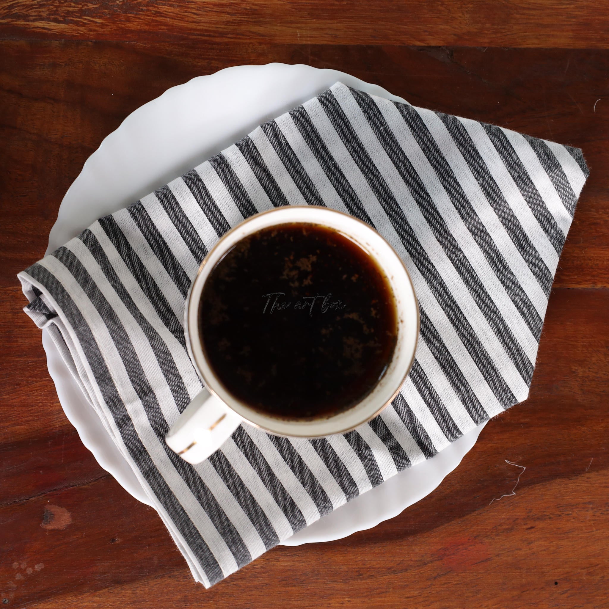 White Cotton Black Stripe Table Napkins